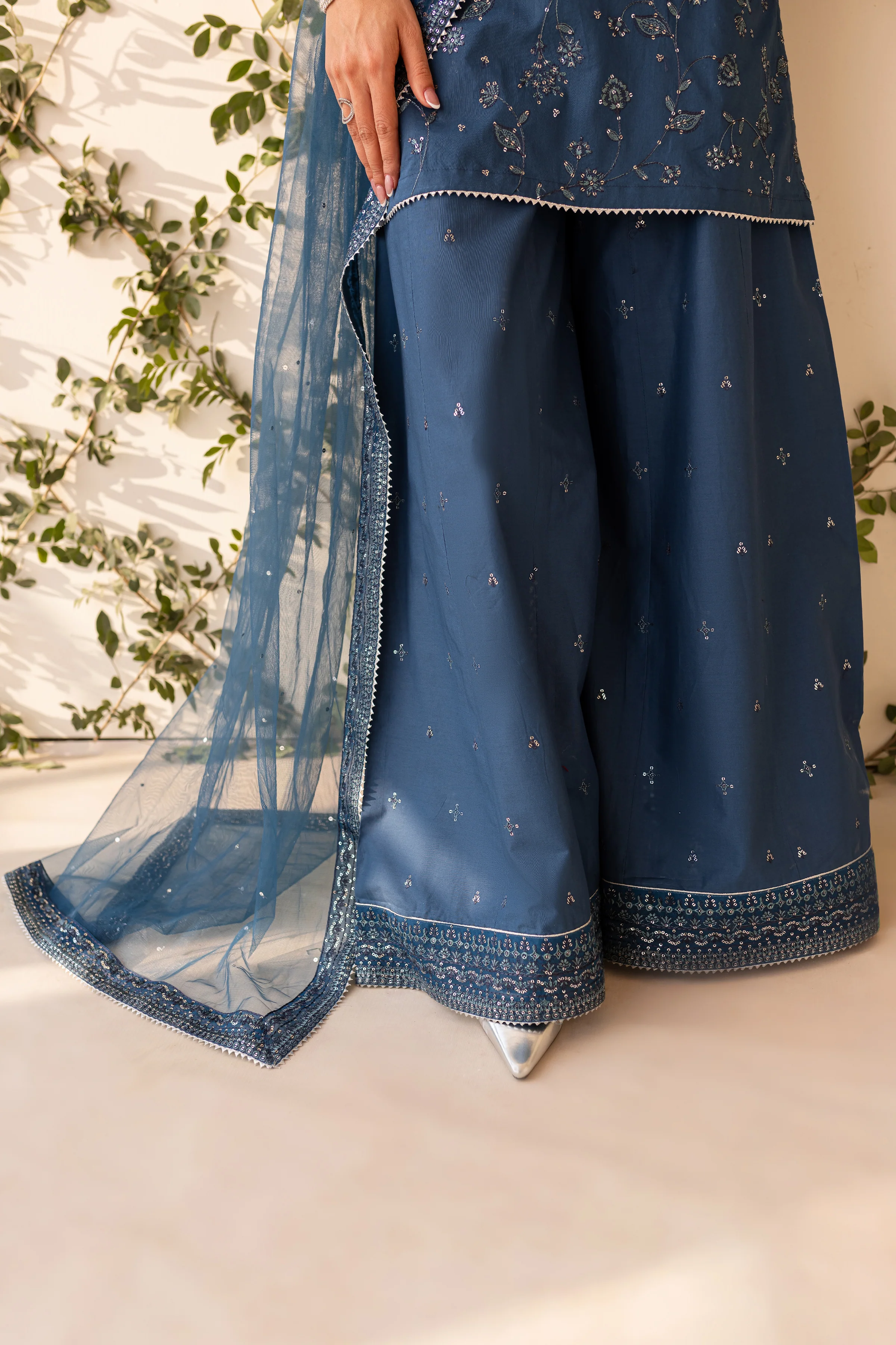 Alexis 3Pc - Embroidered Sharara Pret - Image 10