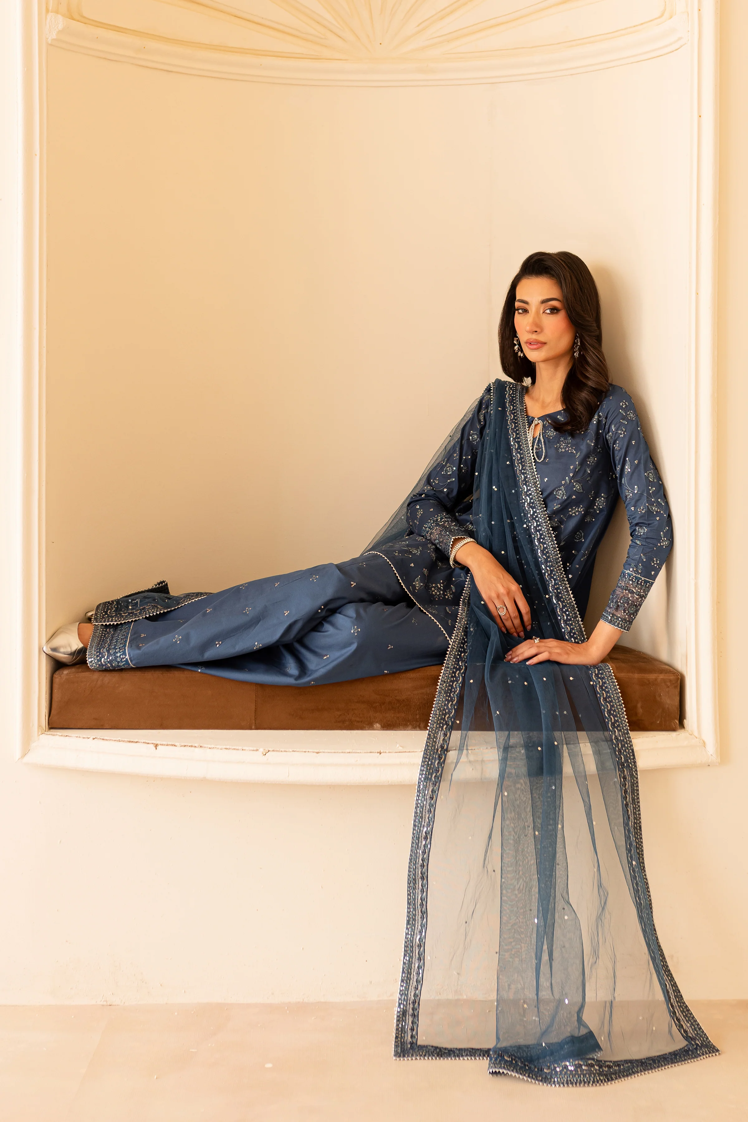 Alexis 3Pc - Embroidered Sharara Pret - Image 4