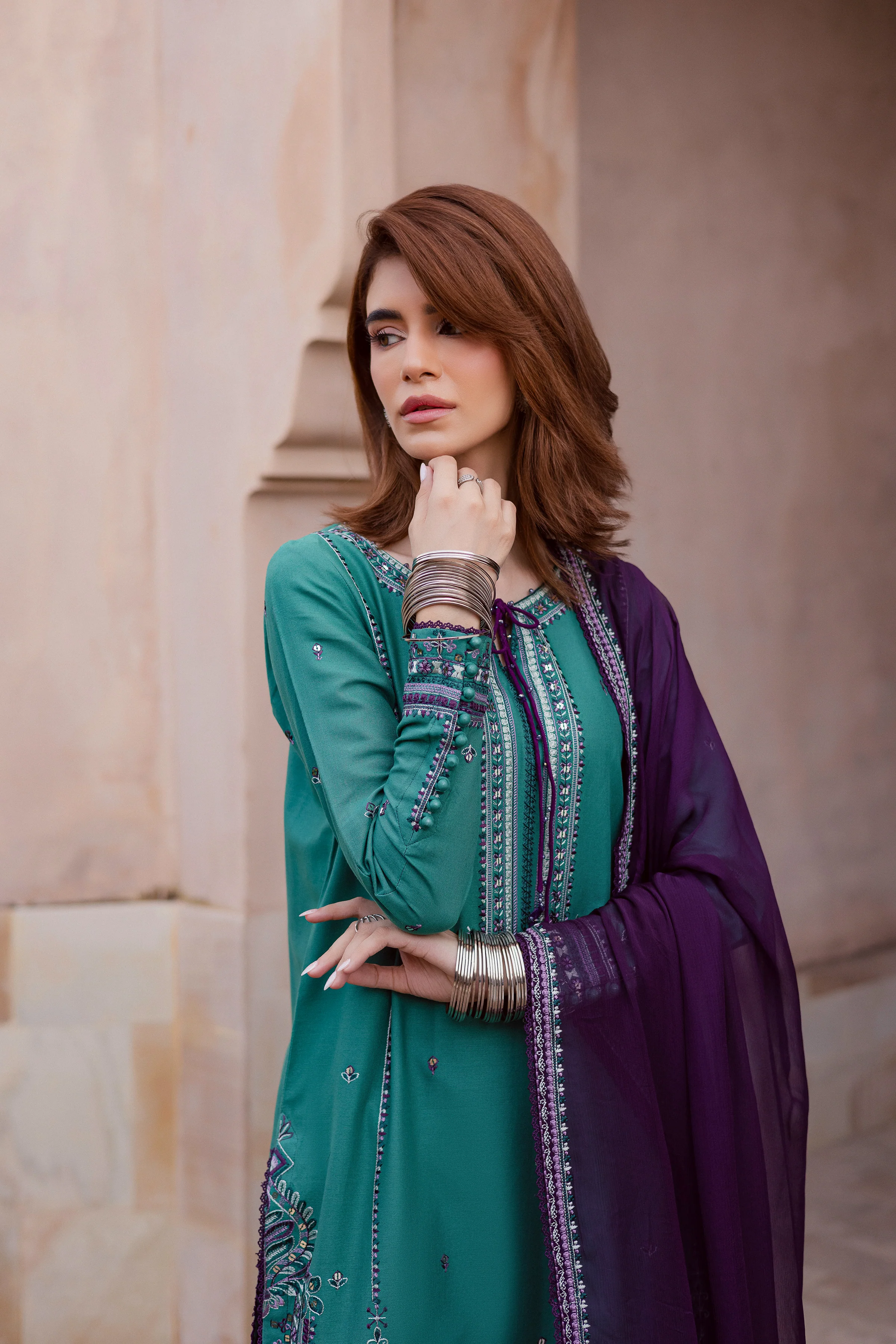 Amberleaf 3Pc - Embroidered Khaddar Dress - Image 2