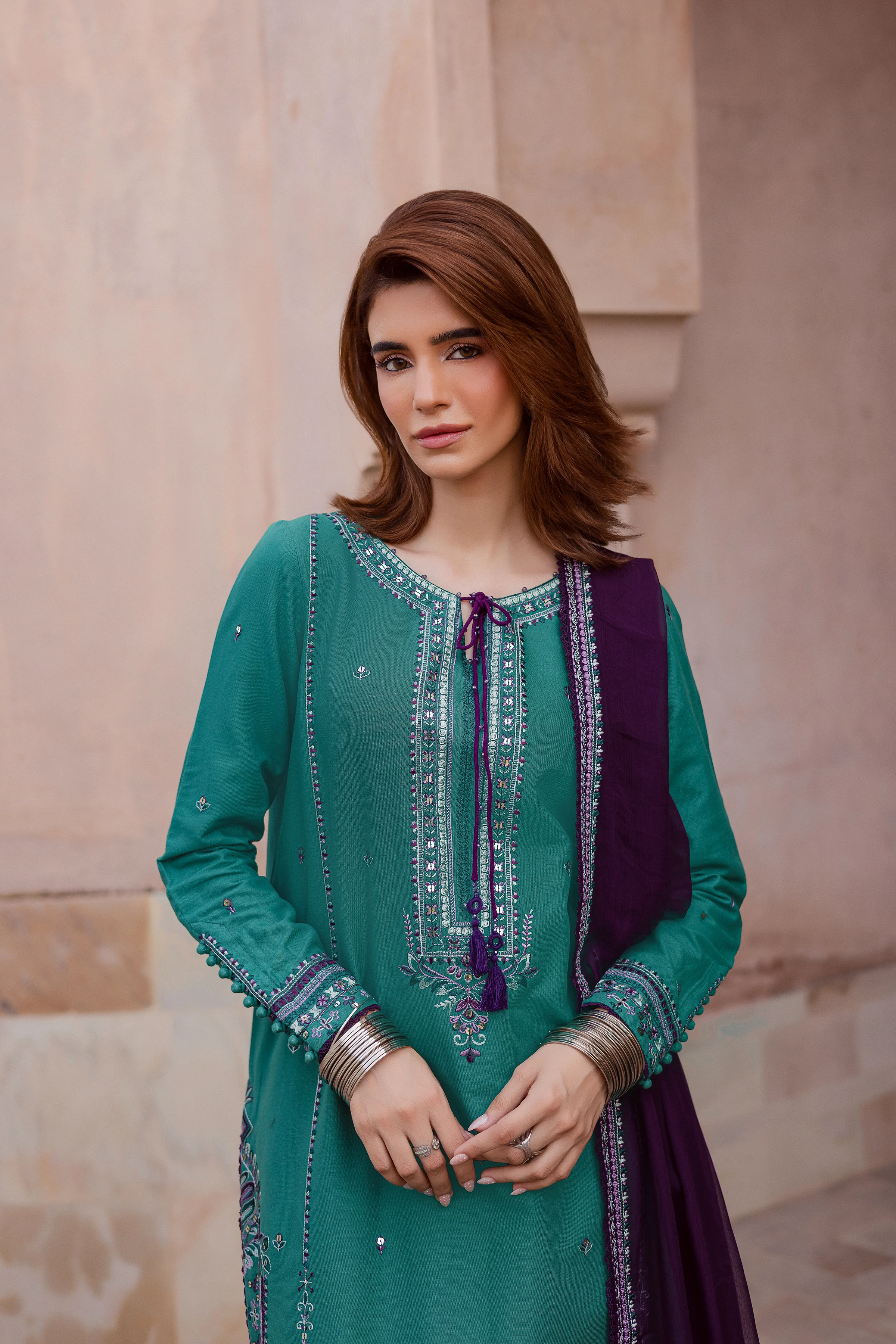 Amberleaf 3Pc - Embroidered Khaddar Dress - Image 4