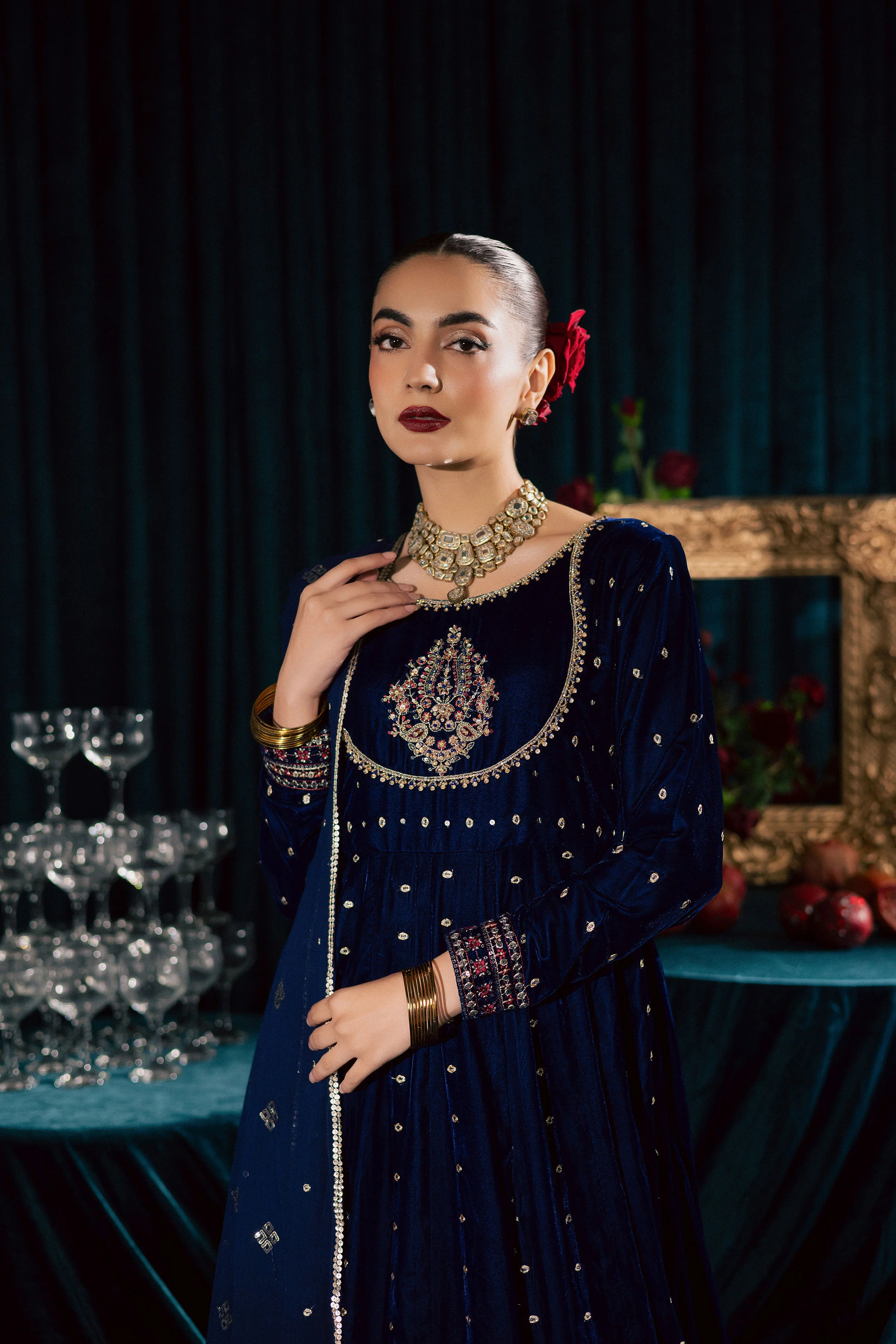 Azra 3Pc - Velvet Formal Dress - Image 11
