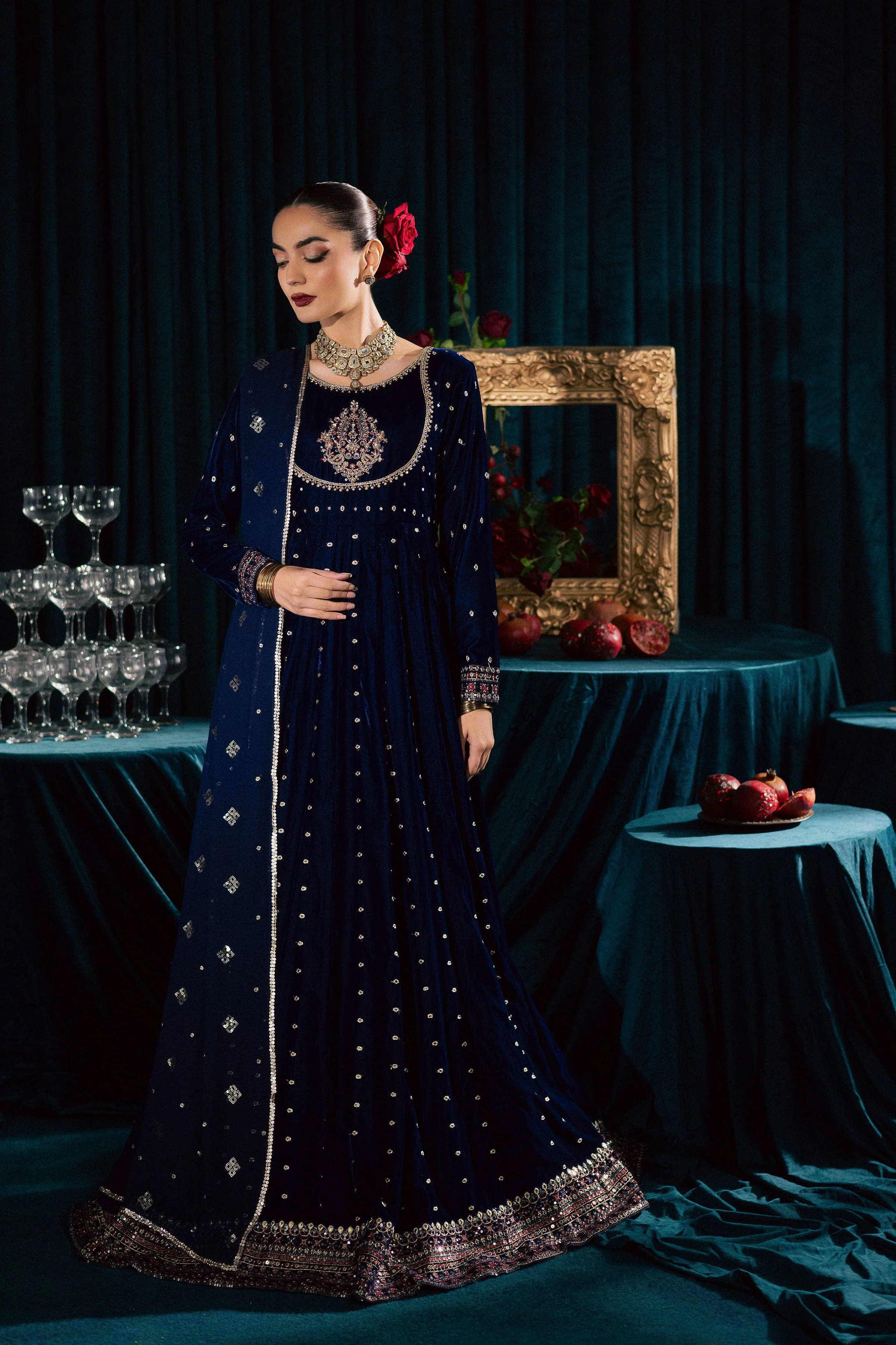 Azra 3Pc - Velvet Formal Dress - Image 3