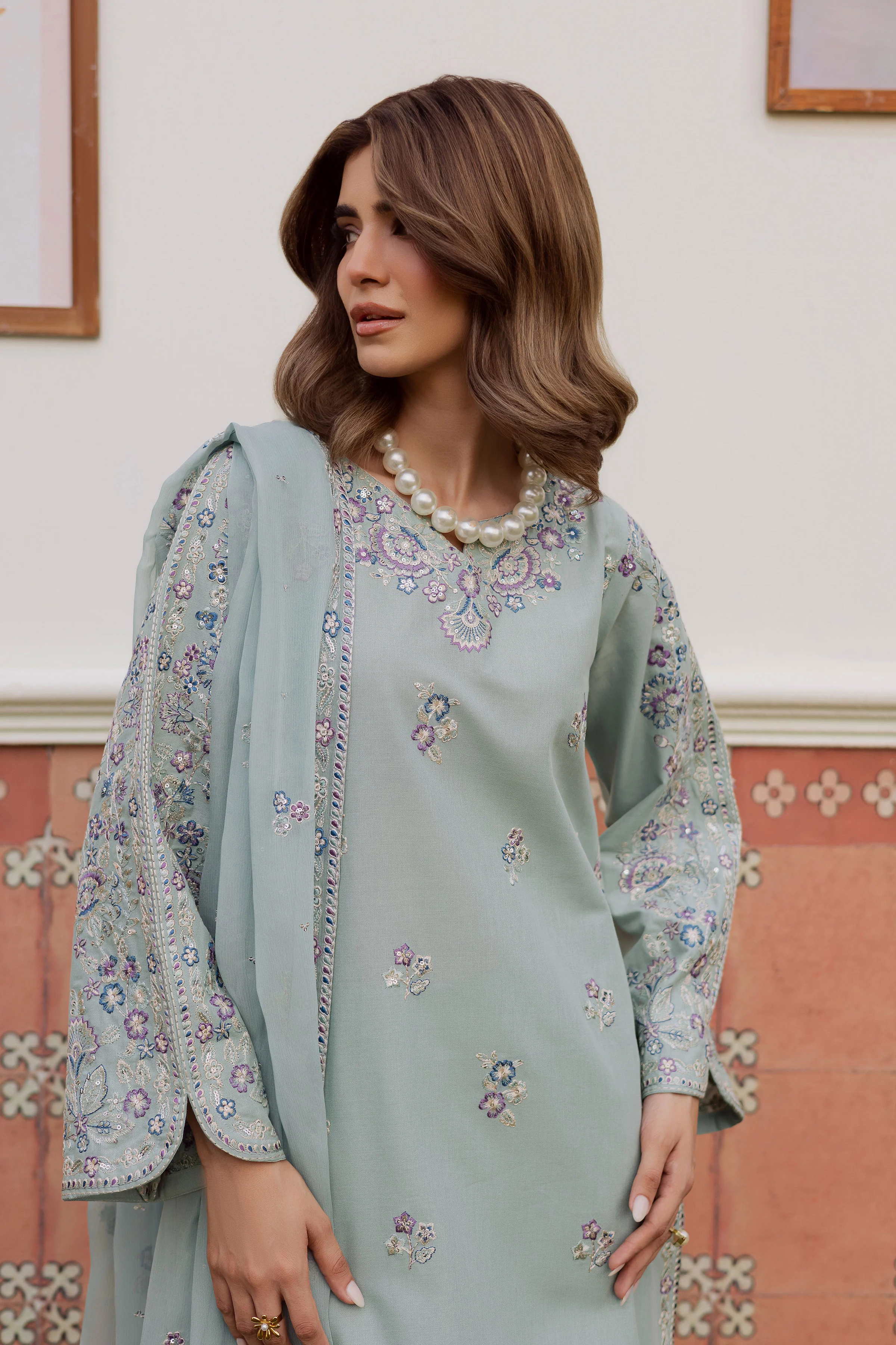 Basil 3Pc - Embroidered Khaddar Dress - Image 3