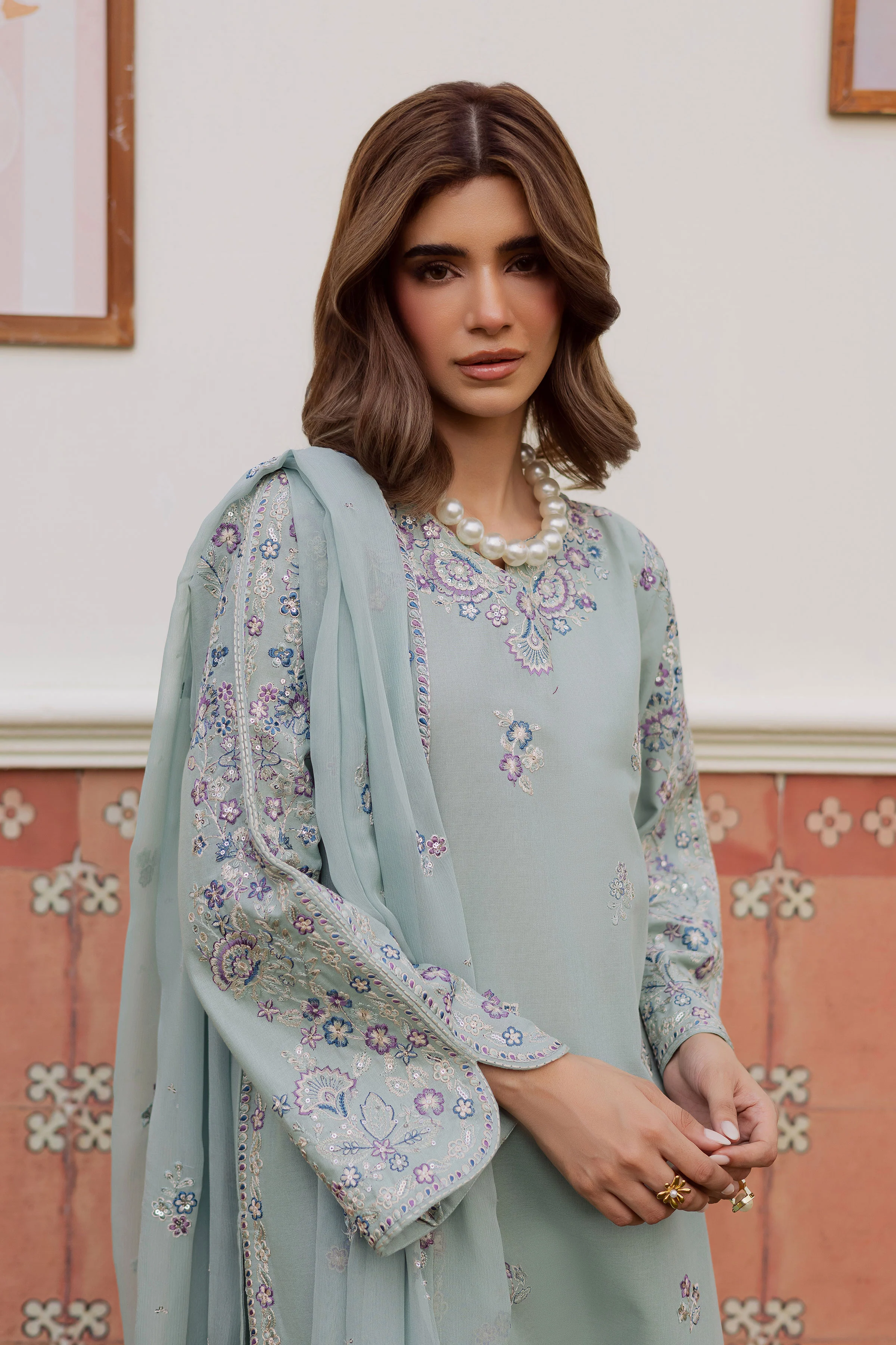 Basil 3Pc - Embroidered Khaddar Dress - Image 5