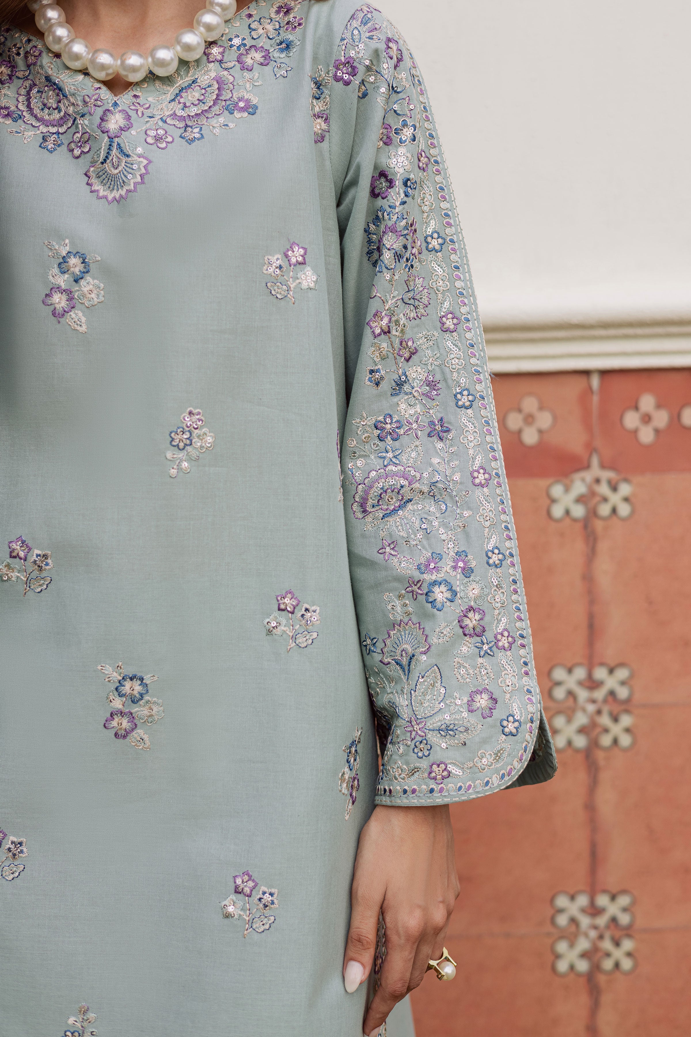 Basil 3Pc - Embroidered Khaddar Dress - Image 6
