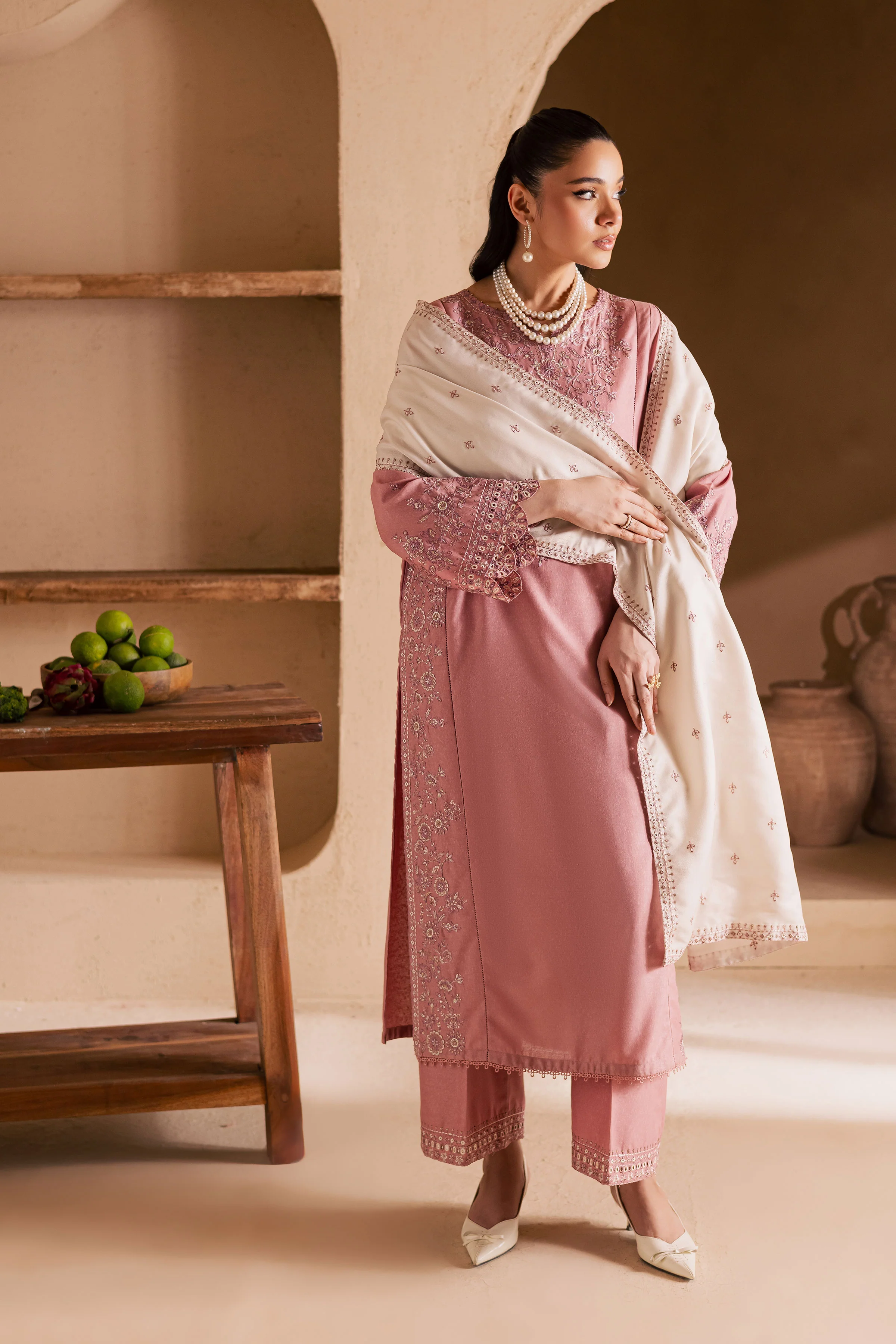 BirdSong 3Pc - Embroidered Khaddar Dress - Image 3