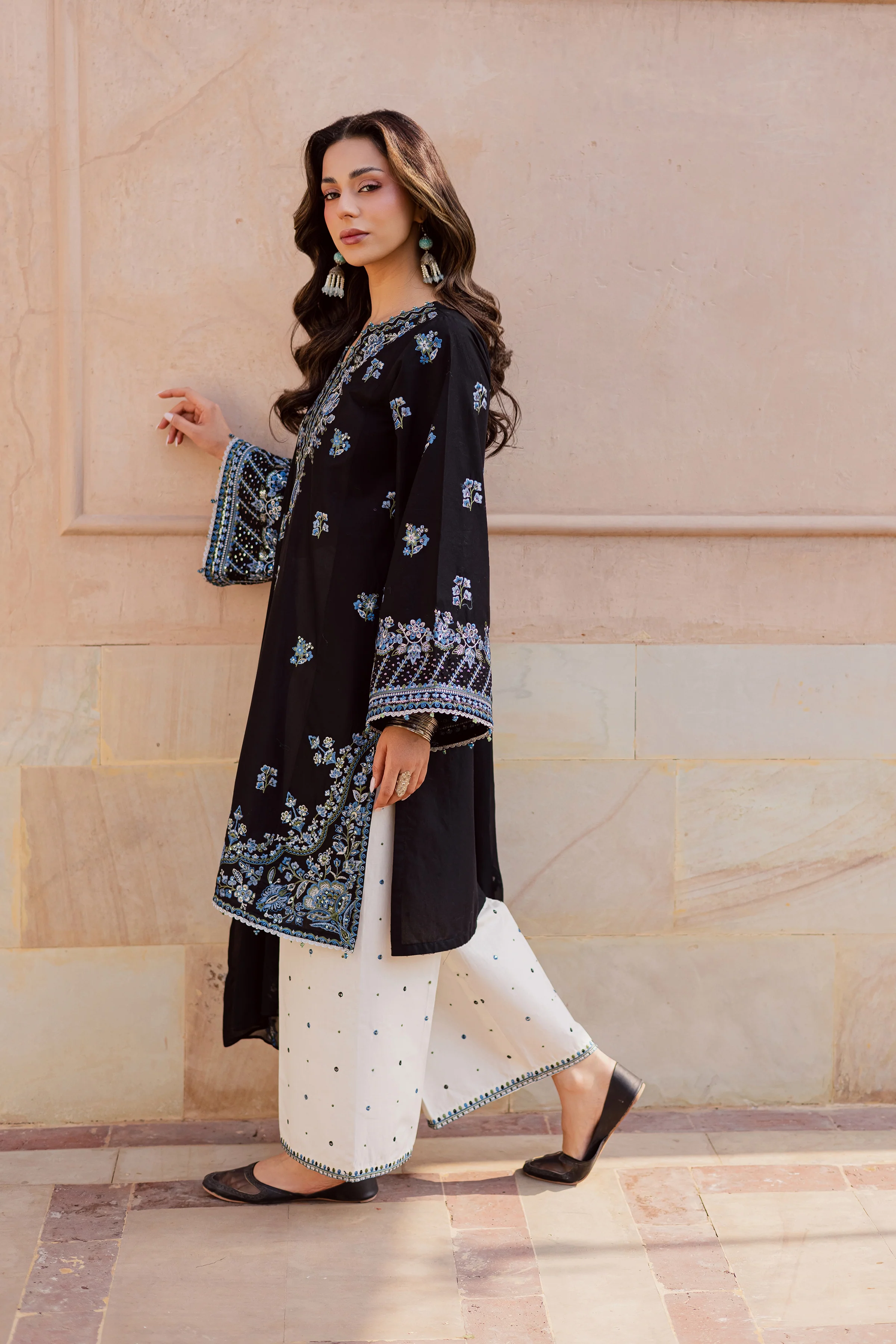 Black Iris 3Pc - Festive Embroidered Lawn - Image 10