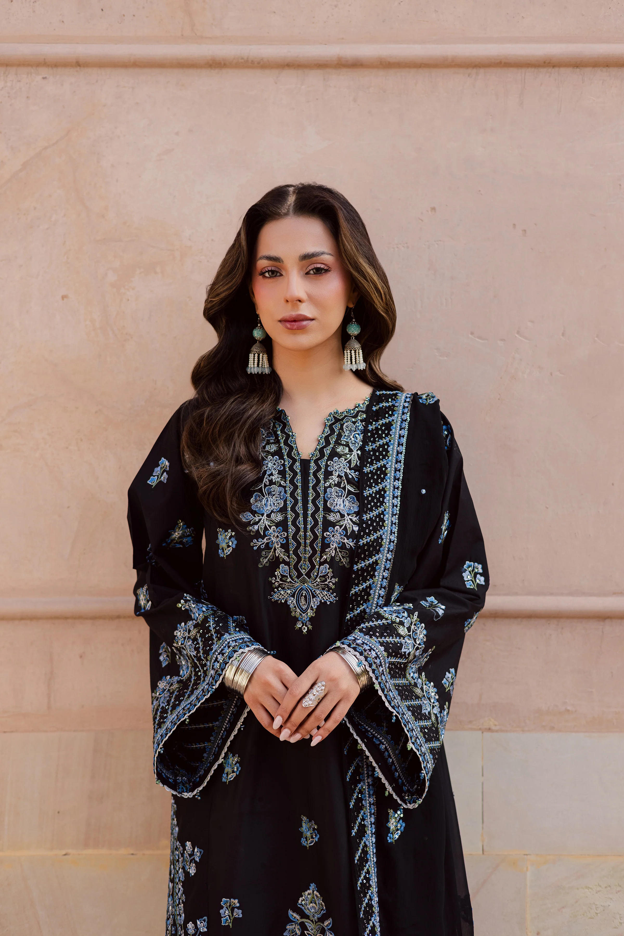 Black Iris 3Pc - Festive Embroidered Lawn - Image 12
