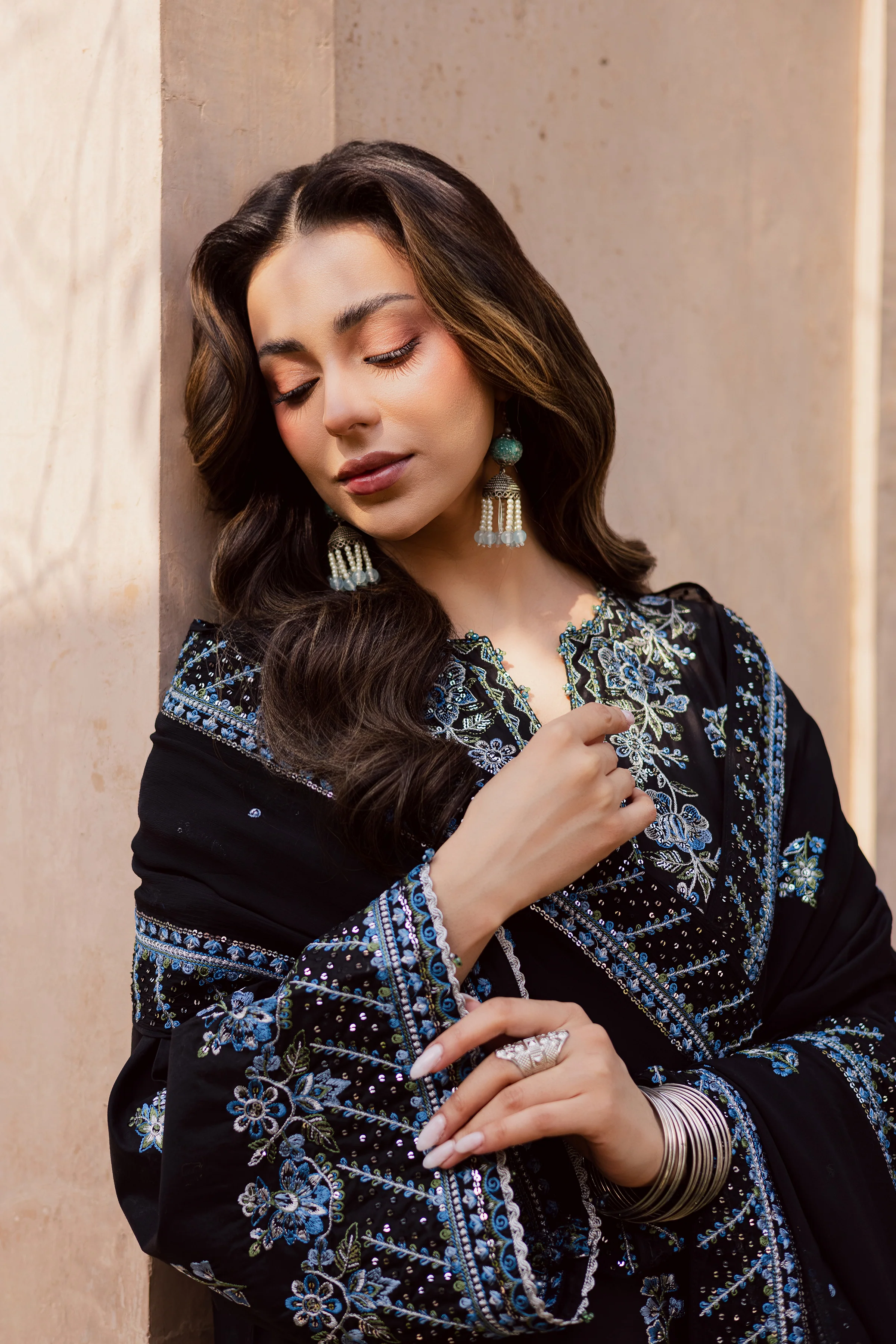Black Iris 3Pc - Festive Embroidered Lawn - Image 6