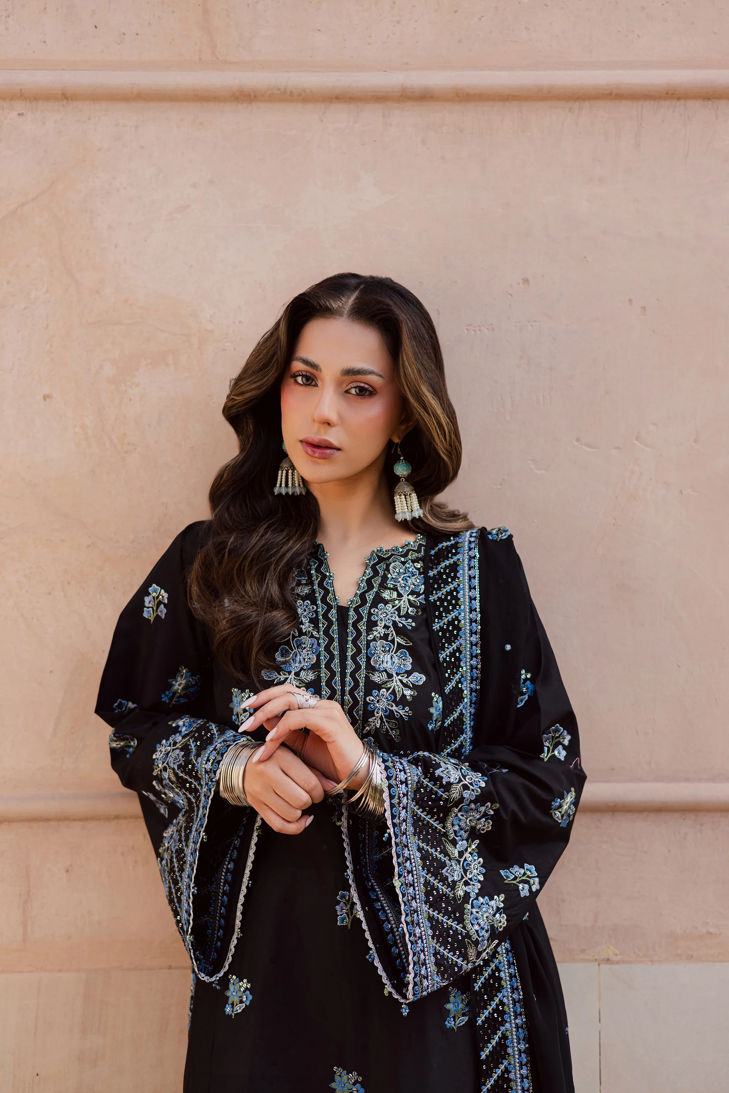Black Iris 3Pc - Festive Embroidered Lawn - Image 8