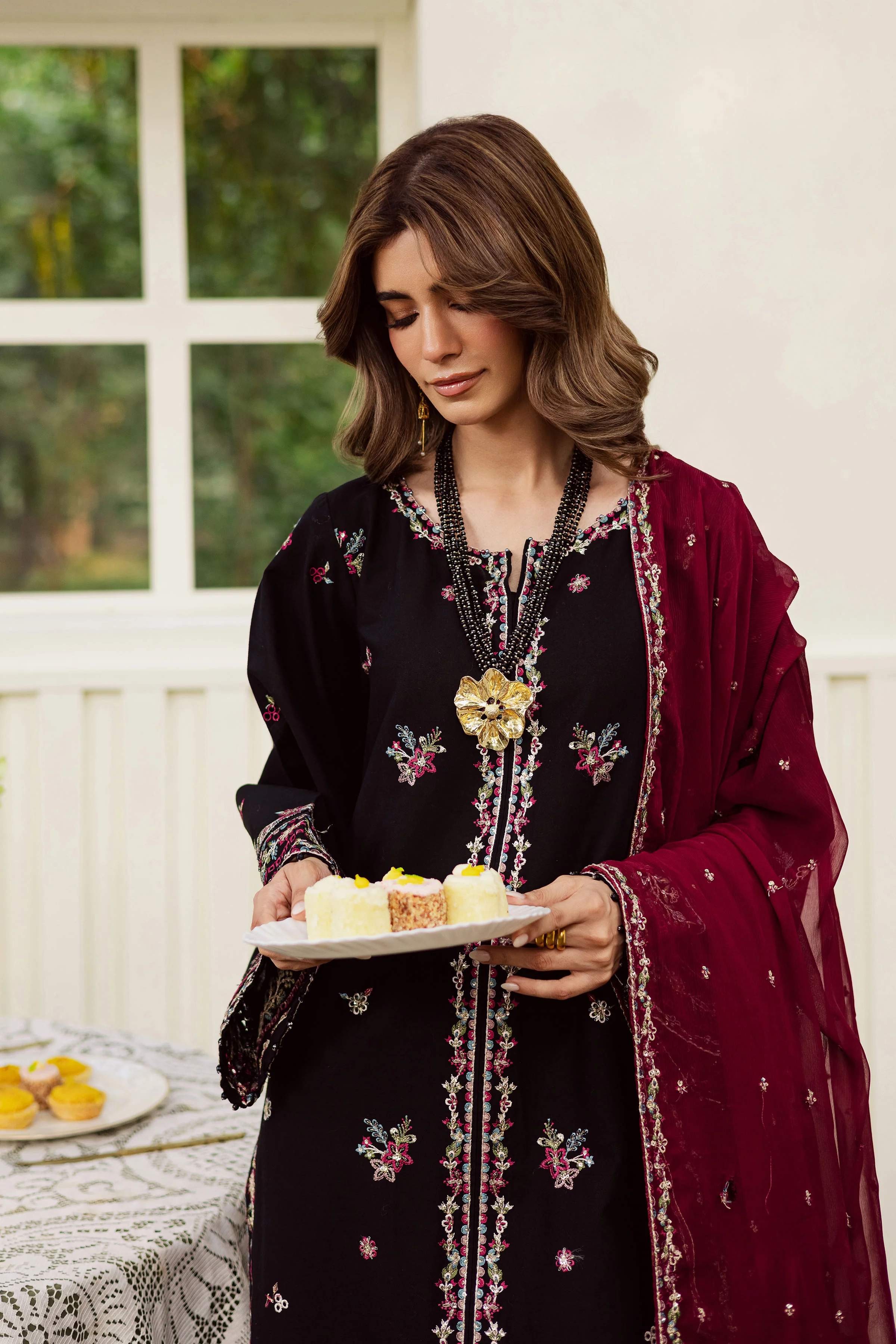 Black Musk 3Pc - Embroidered Khaddar Dress - Image 4