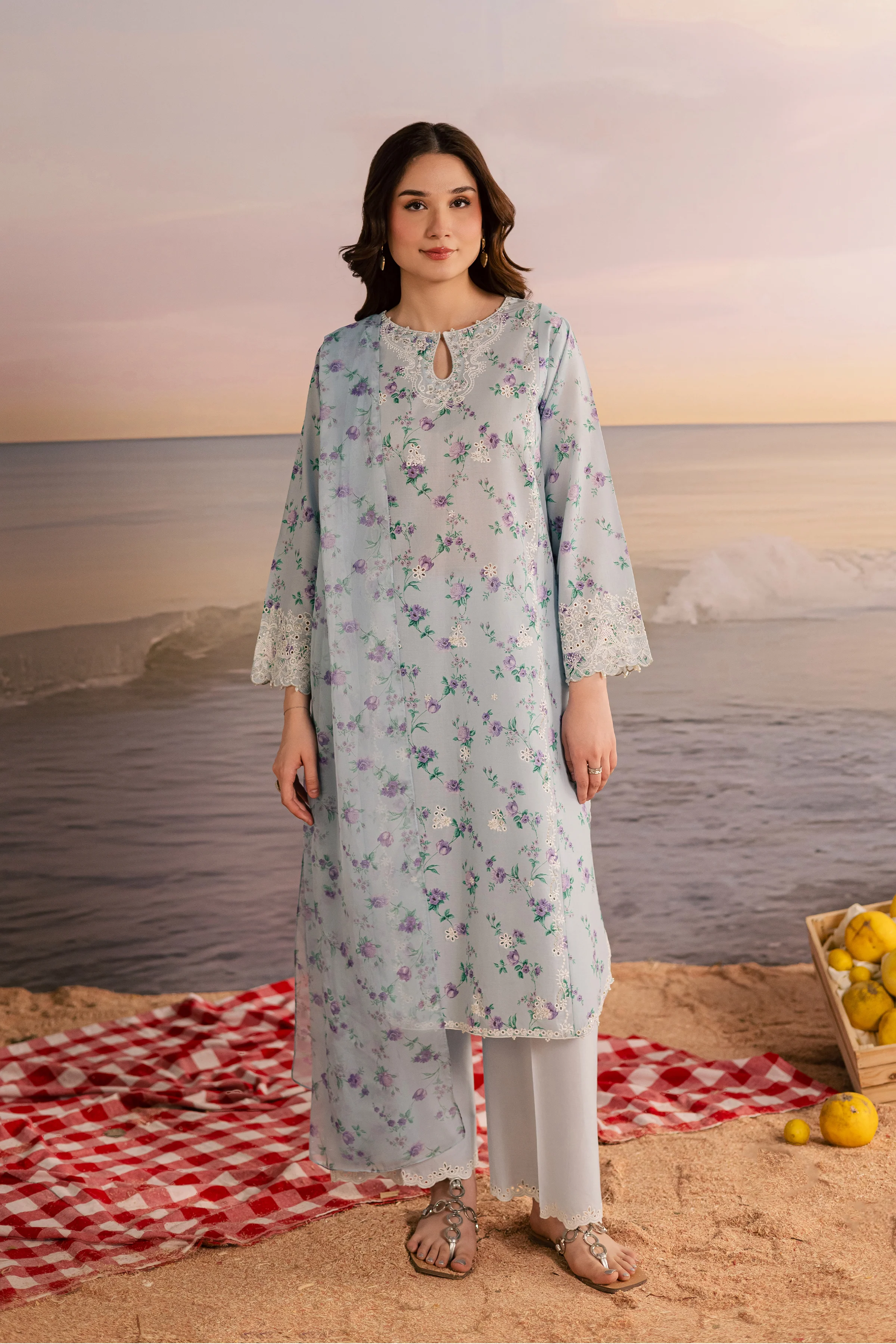 Blue Raima 3Pc - Printed Lawn Dress - Image 5