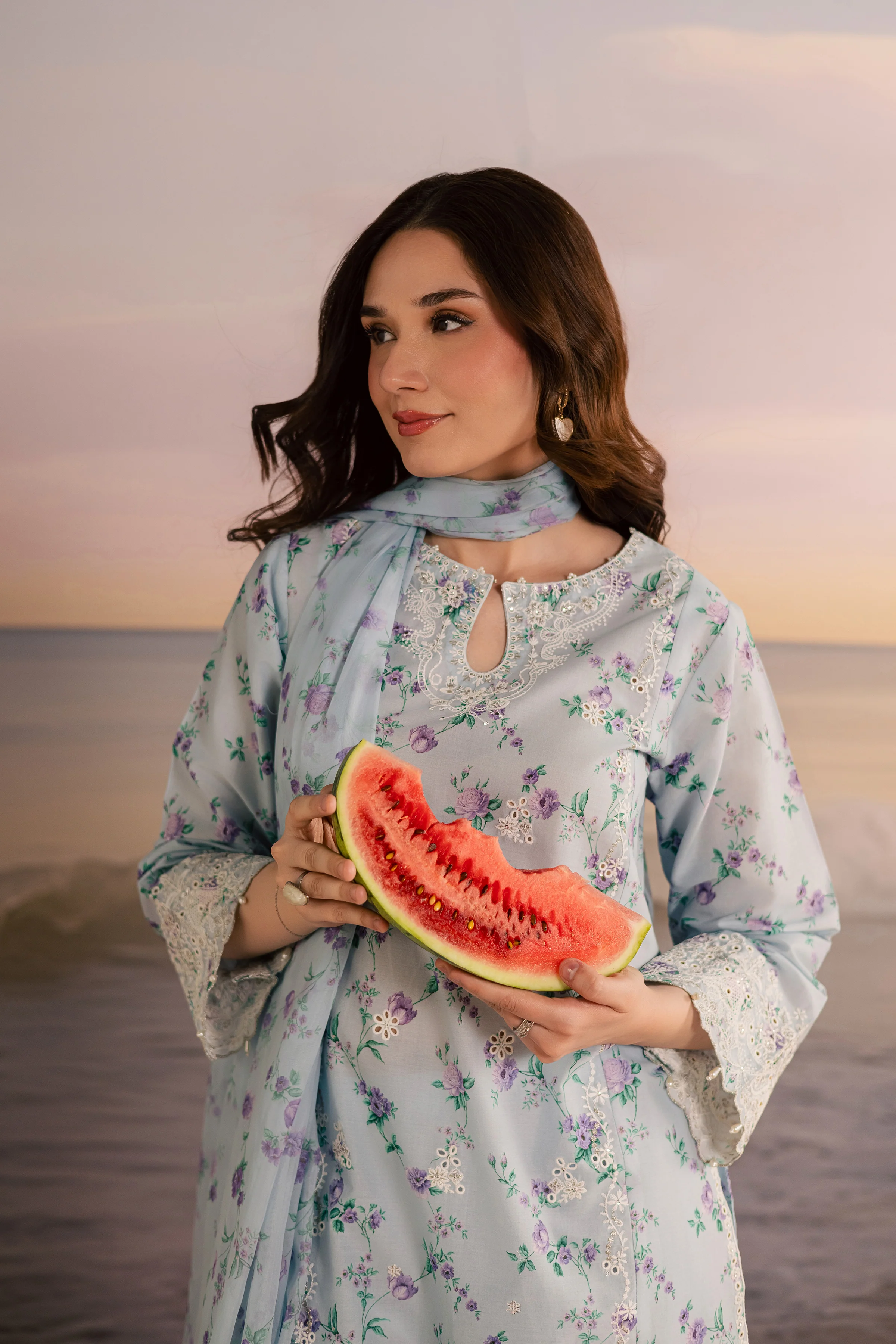 Blue Raima 3Pc - Printed Lawn Dress - Image 6