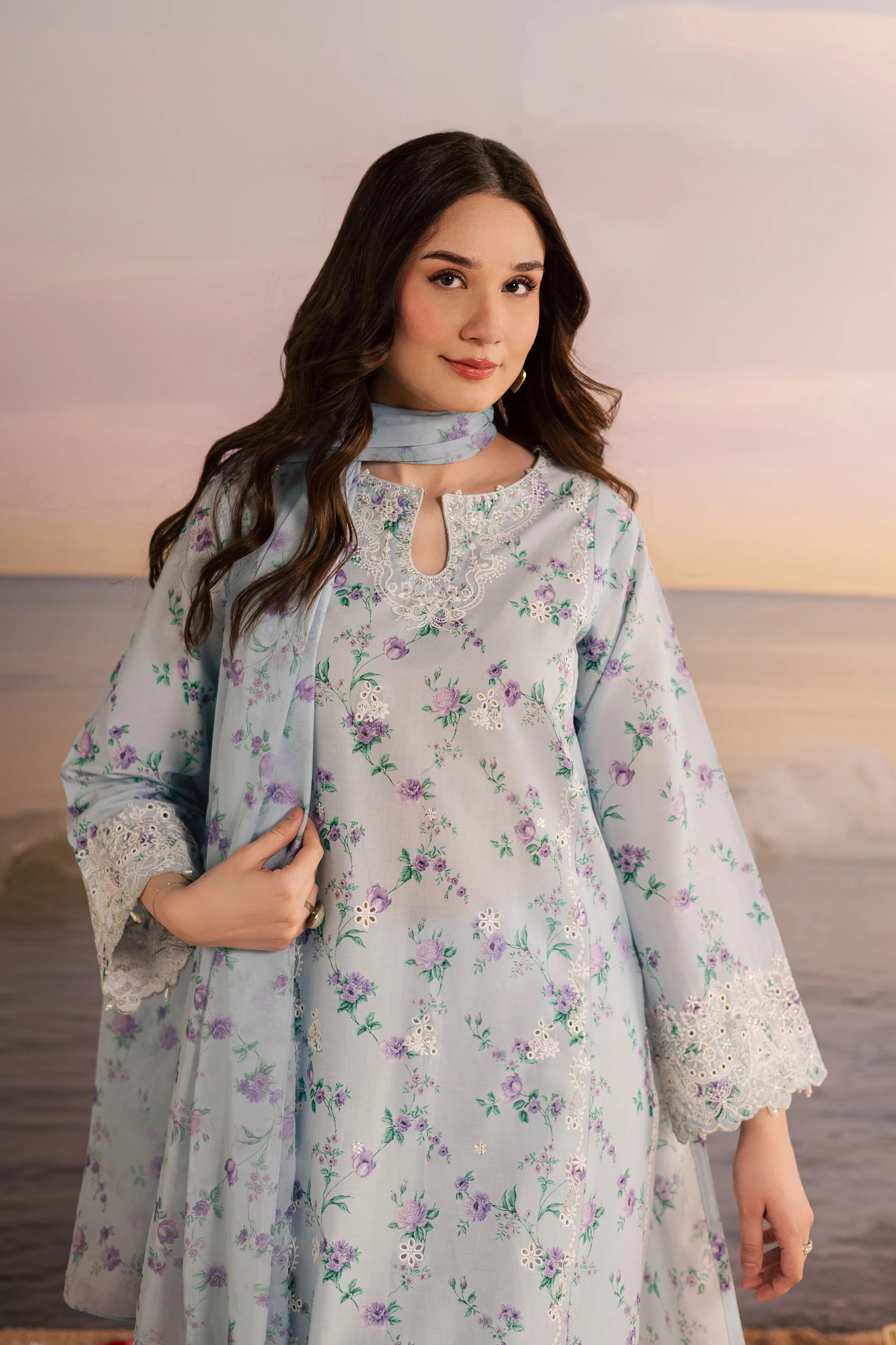 Blue Raima 3Pc - Printed Lawn Dress - Image 7