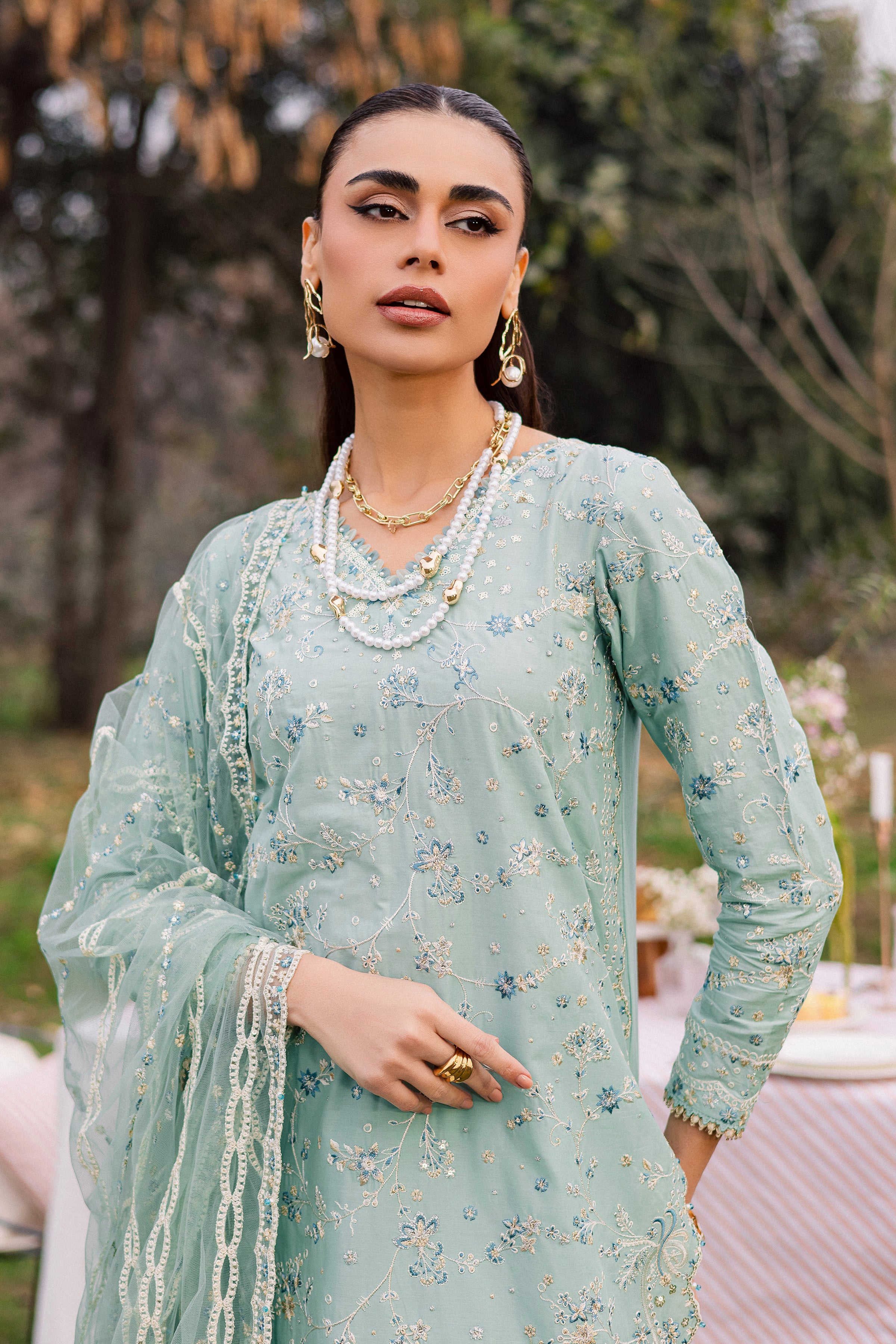 Blue Swan 3Pc - Festive Embroidered Lawn - Image 3