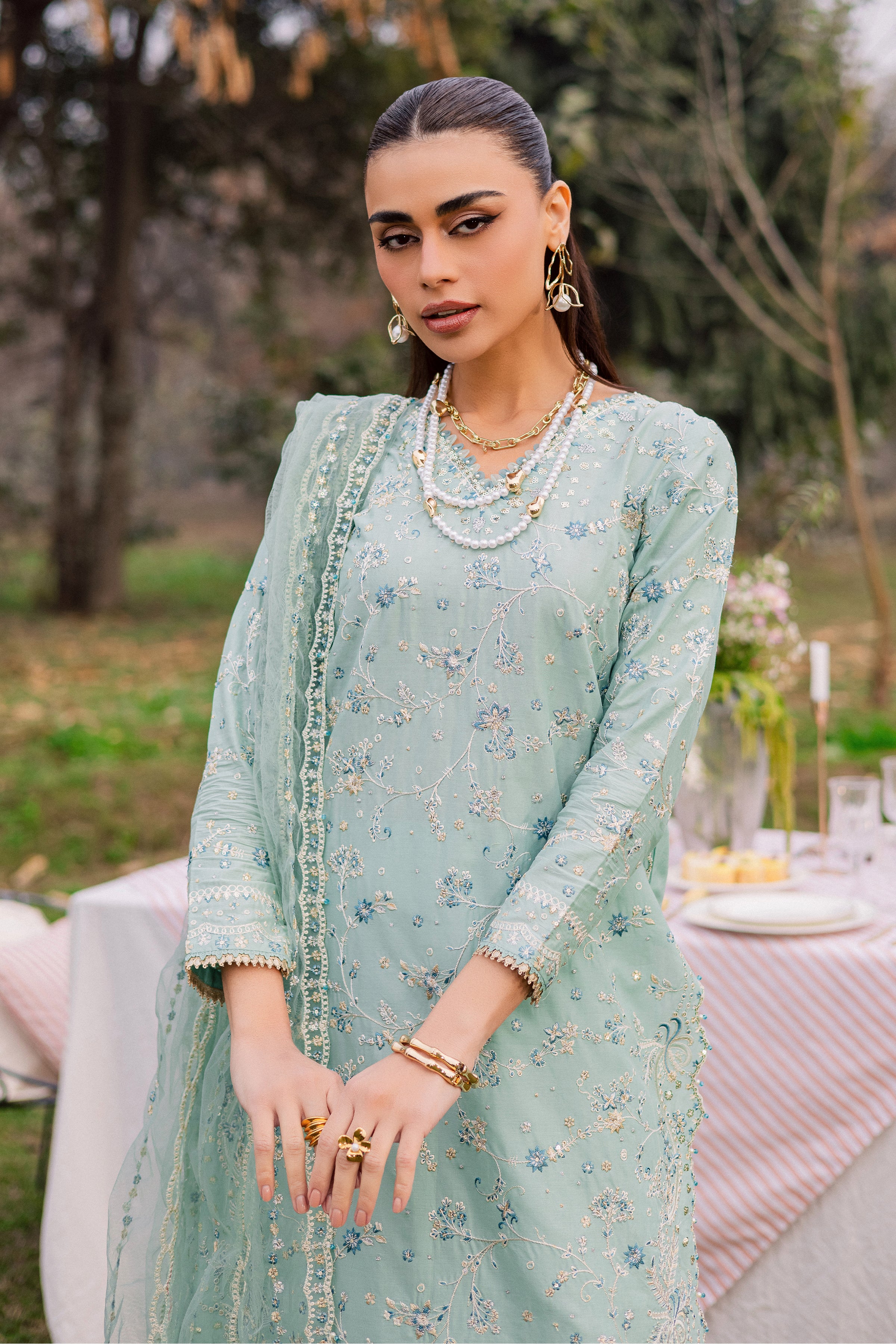 Blue Swan 3Pc - Festive Embroidered Lawn - Image 4