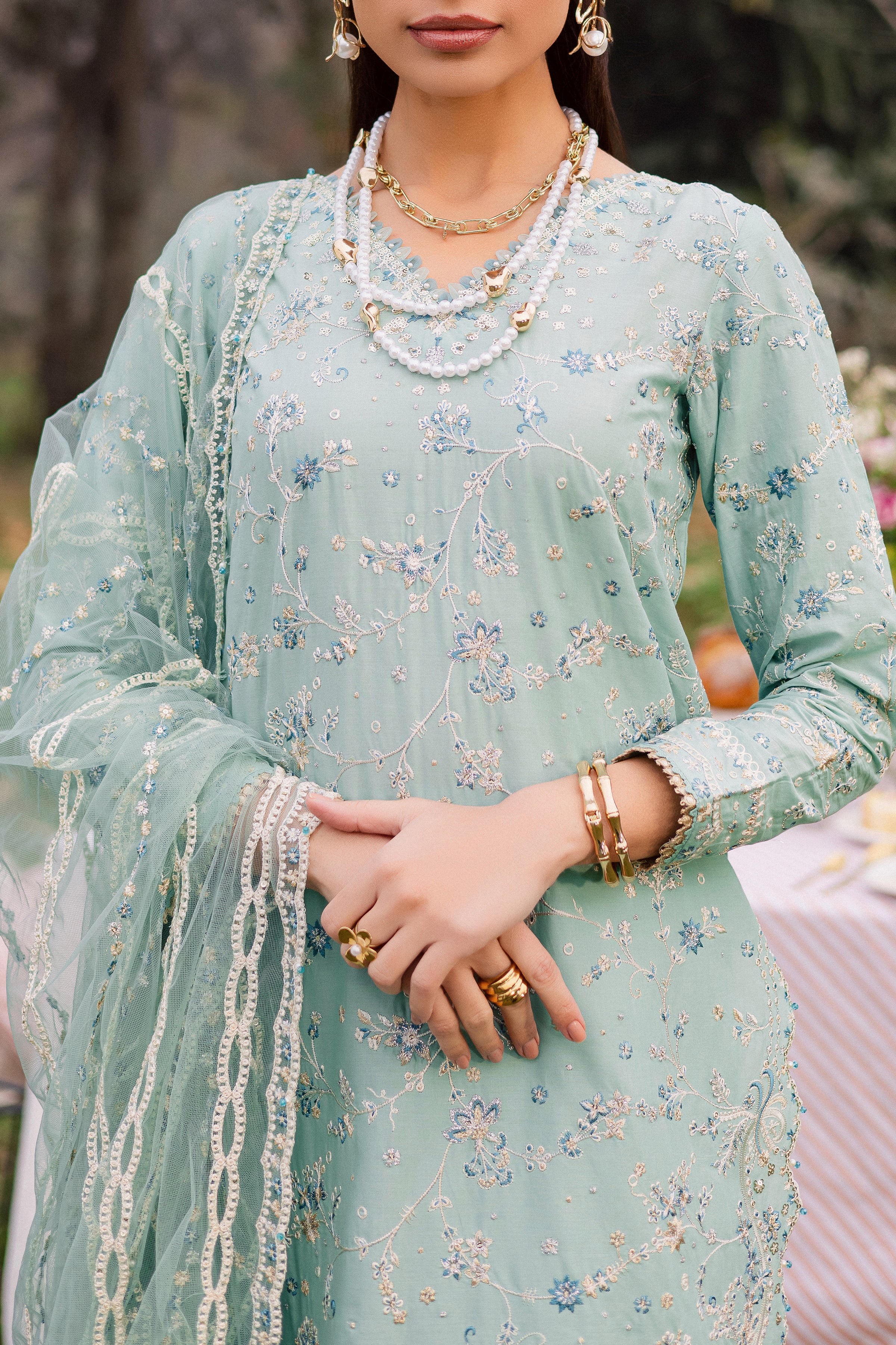 Blue Swan 3Pc - Festive Embroidered Lawn - Image 6