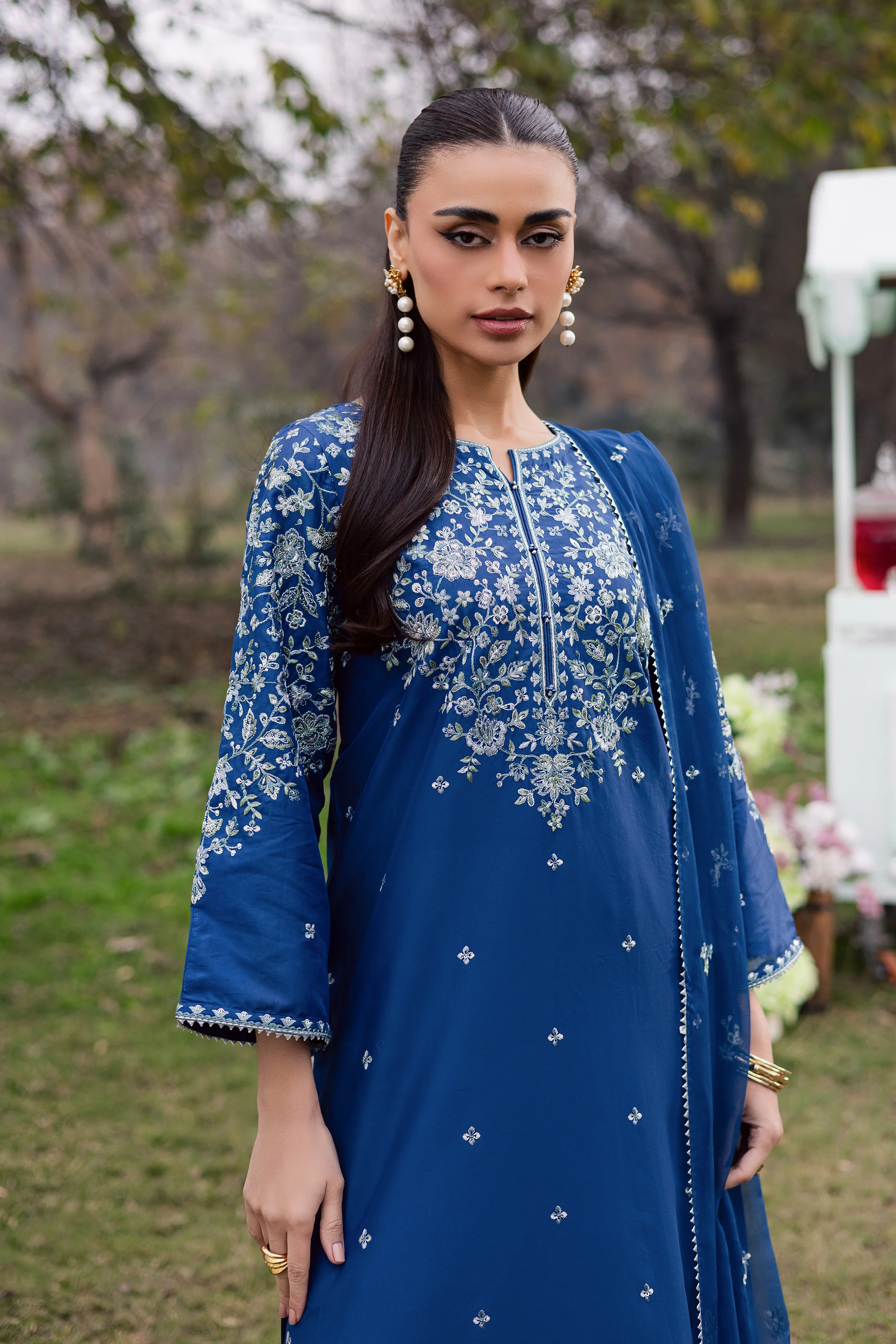 Blue Wink 3Pc - Festive Embroidered Lawn - Image 6