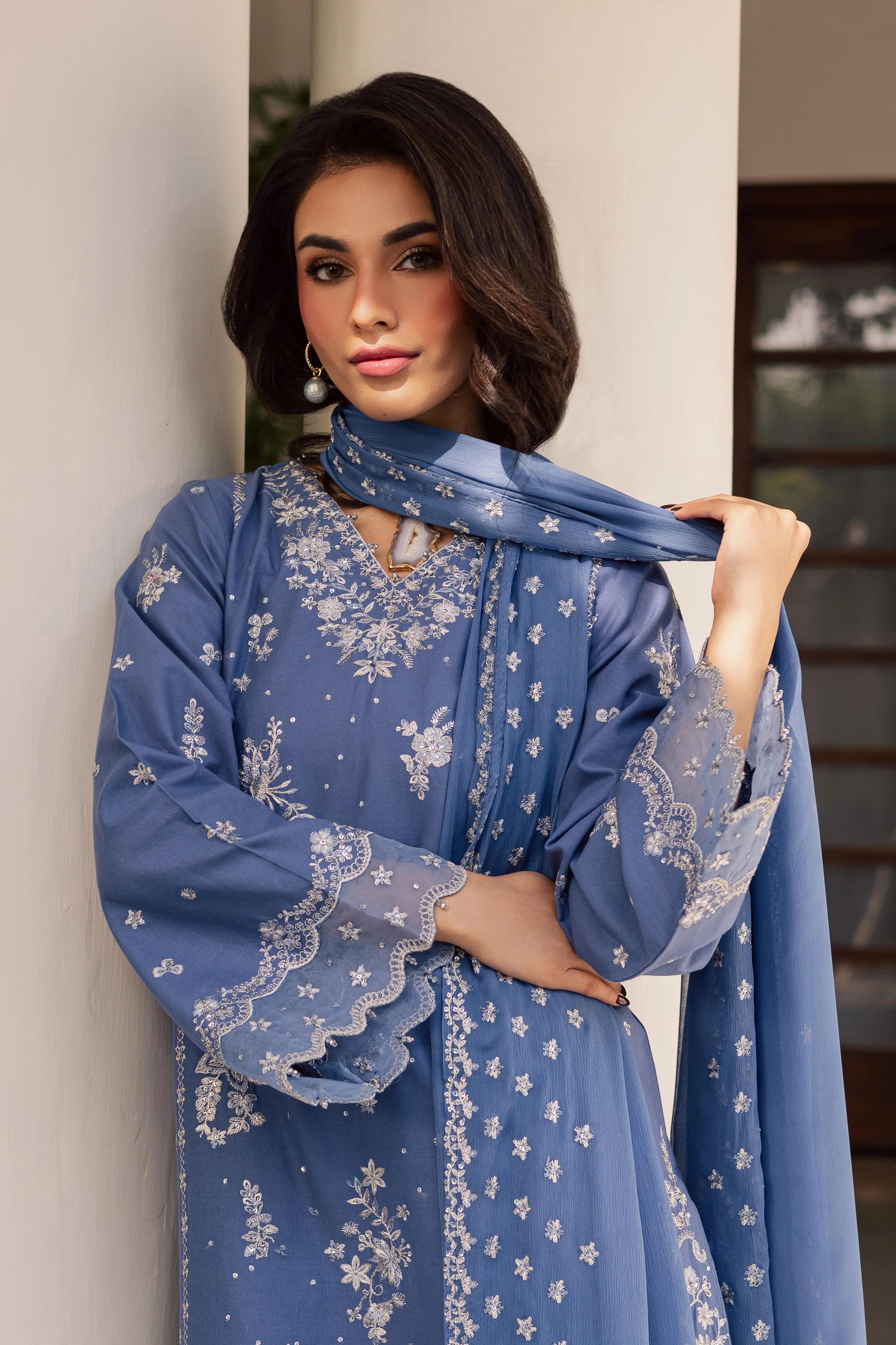 Chaandi 3Pc - Embroidered Khaddar Dress - Image 4