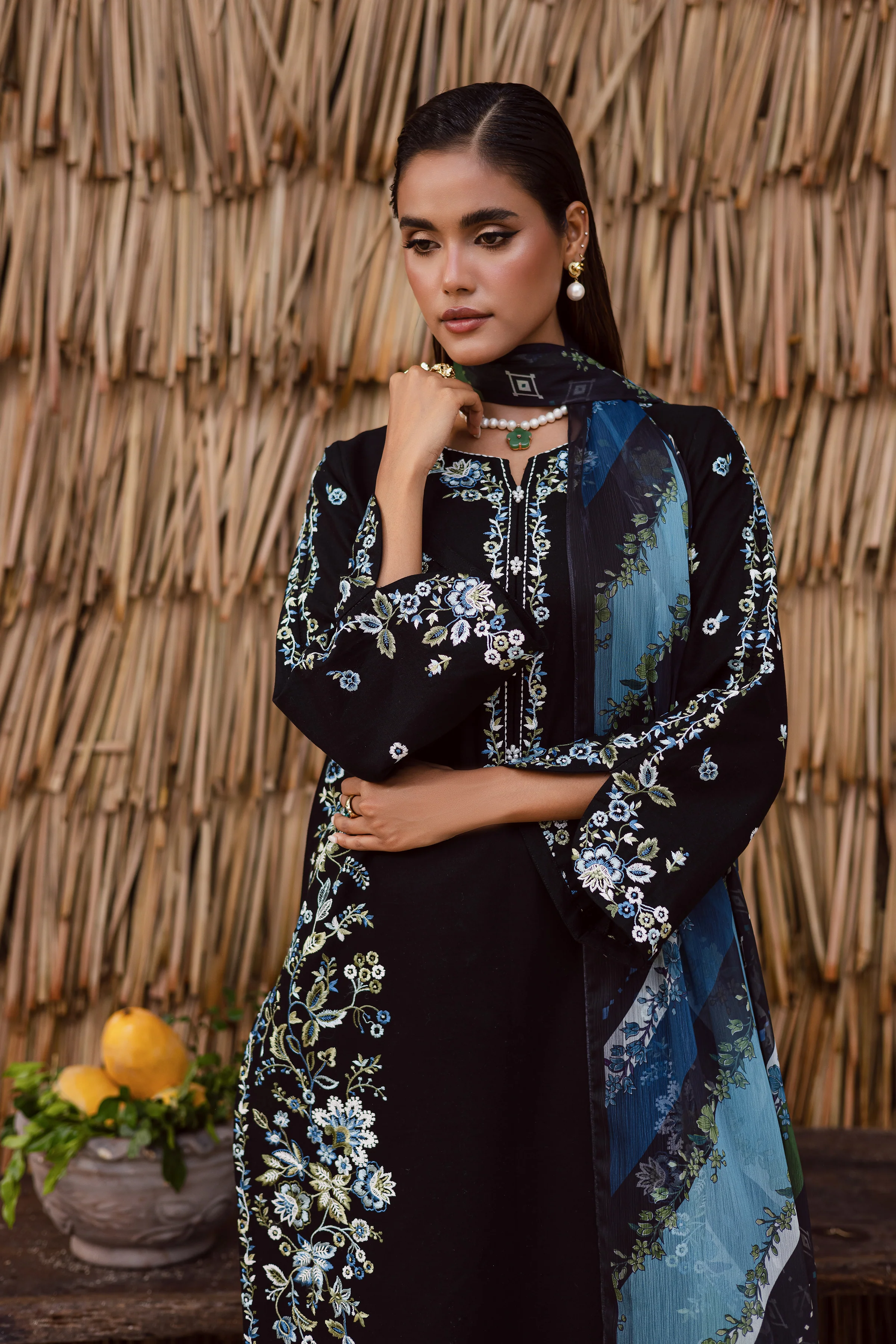 Crimora 3Pc - Embroidered Khaddar Dress - Image 5