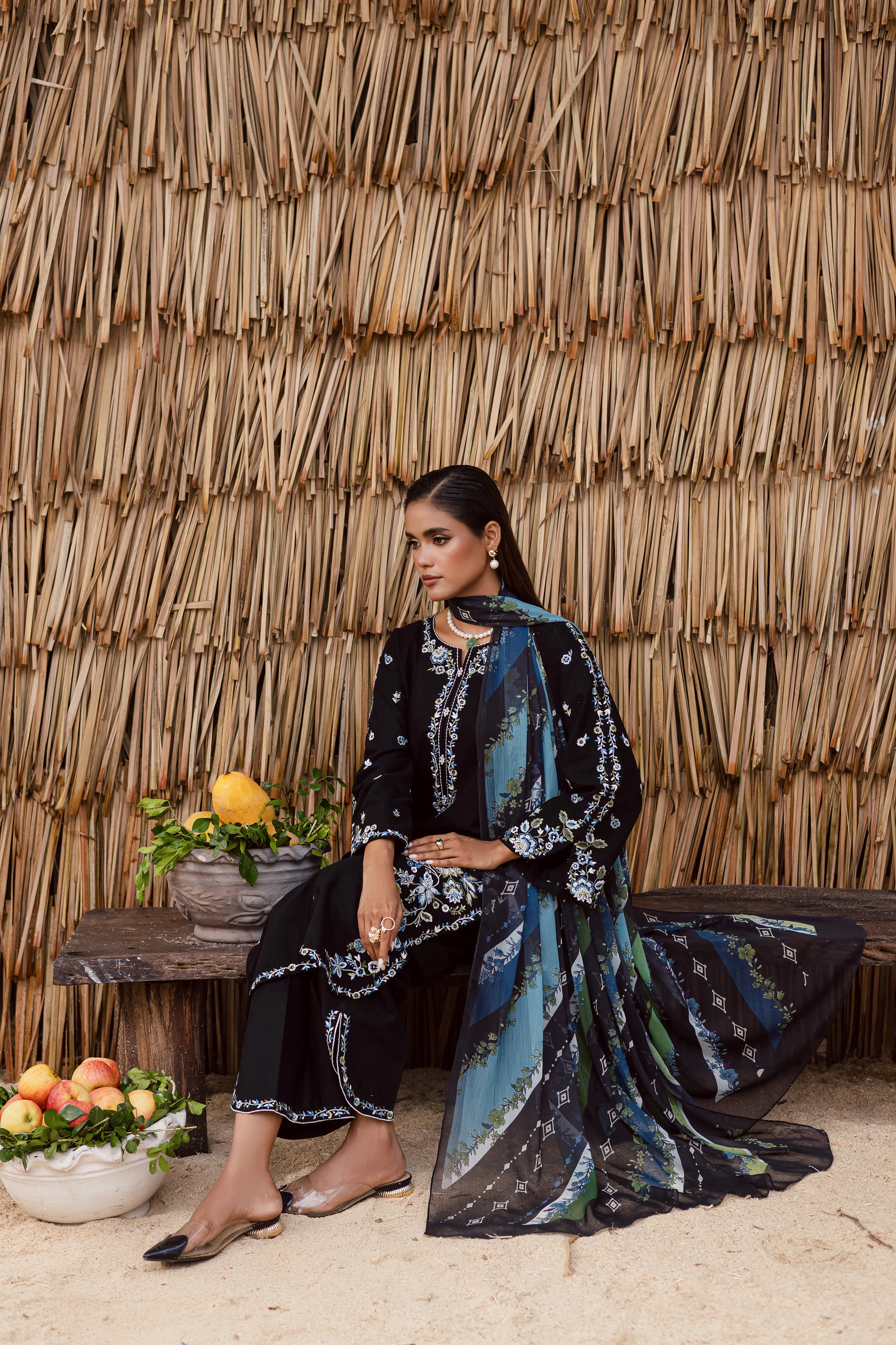 Crimora 3Pc - Embroidered Khaddar Dress - Image 8