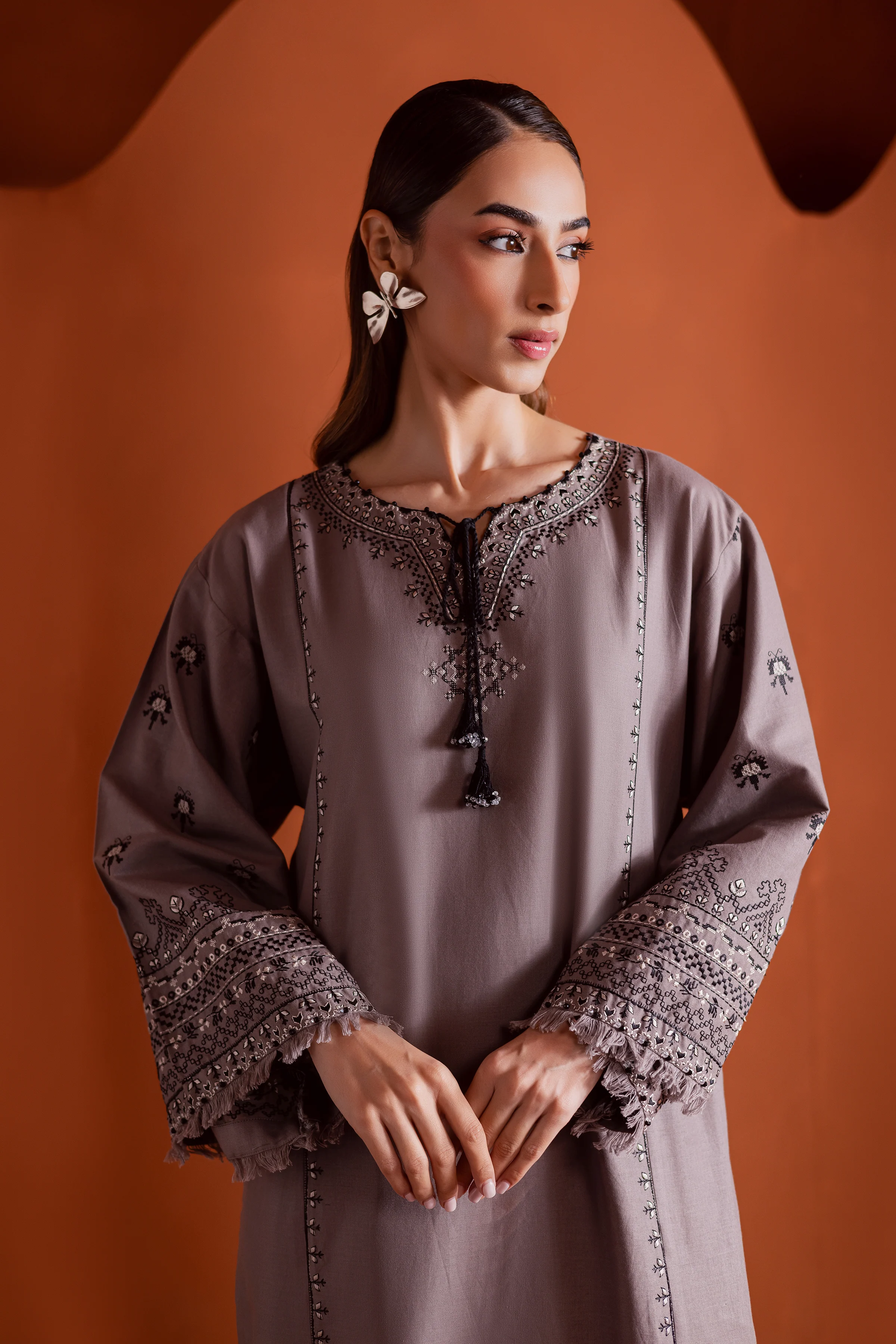 Cross Word 2Pc - Embroidered Khaddar Dress - Image 3