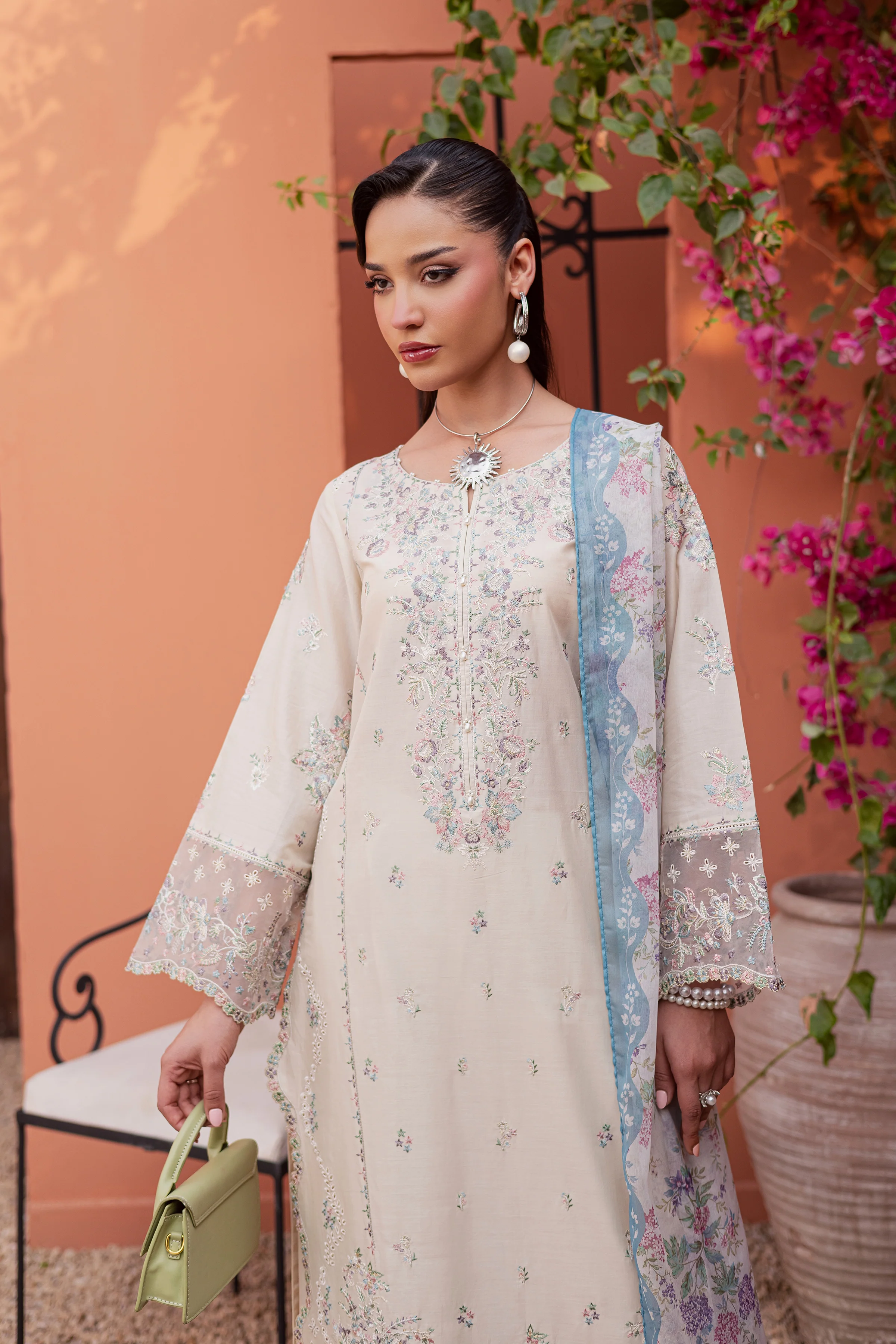 Cyntia 3Pc - Festive Embroidered Lawn - Image 10
