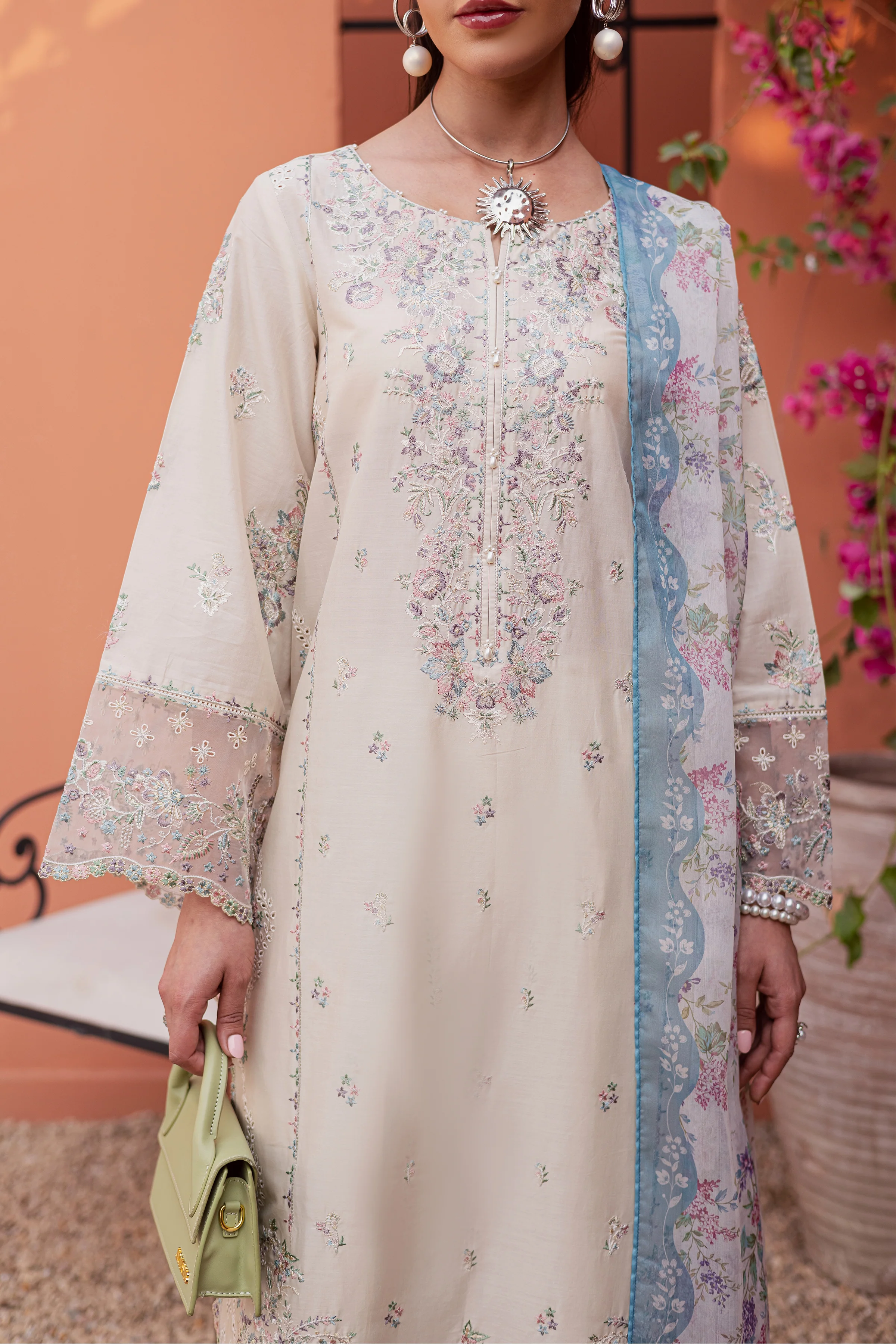 Cyntia 3Pc - Festive Embroidered Lawn - Image 14