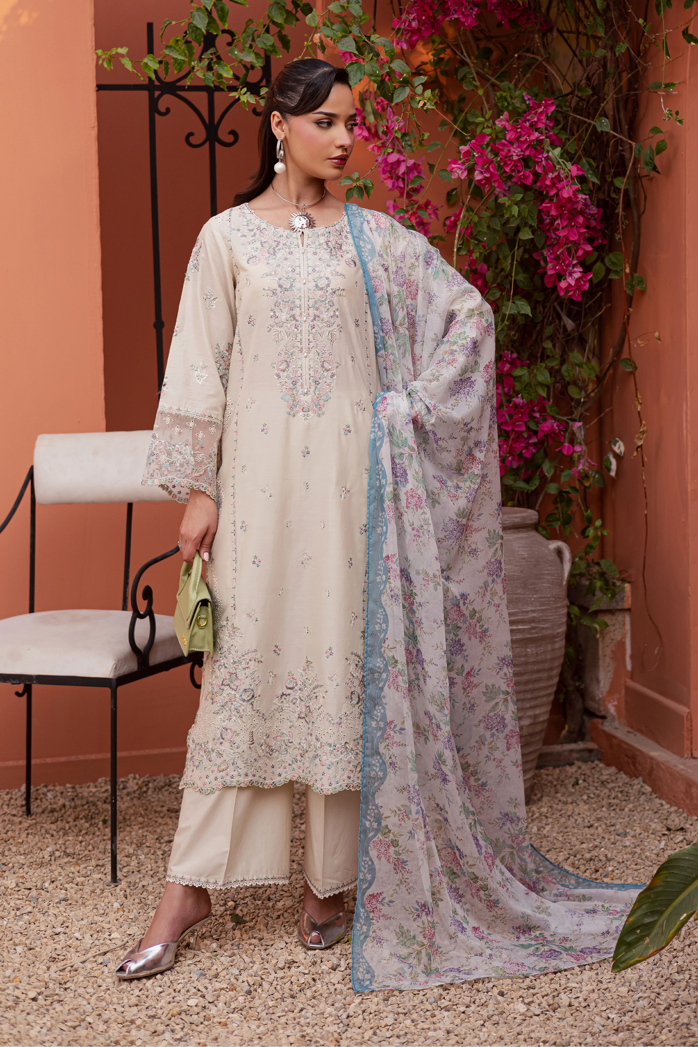 Cyntia 3Pc - Festive Embroidered Lawn - Image 5