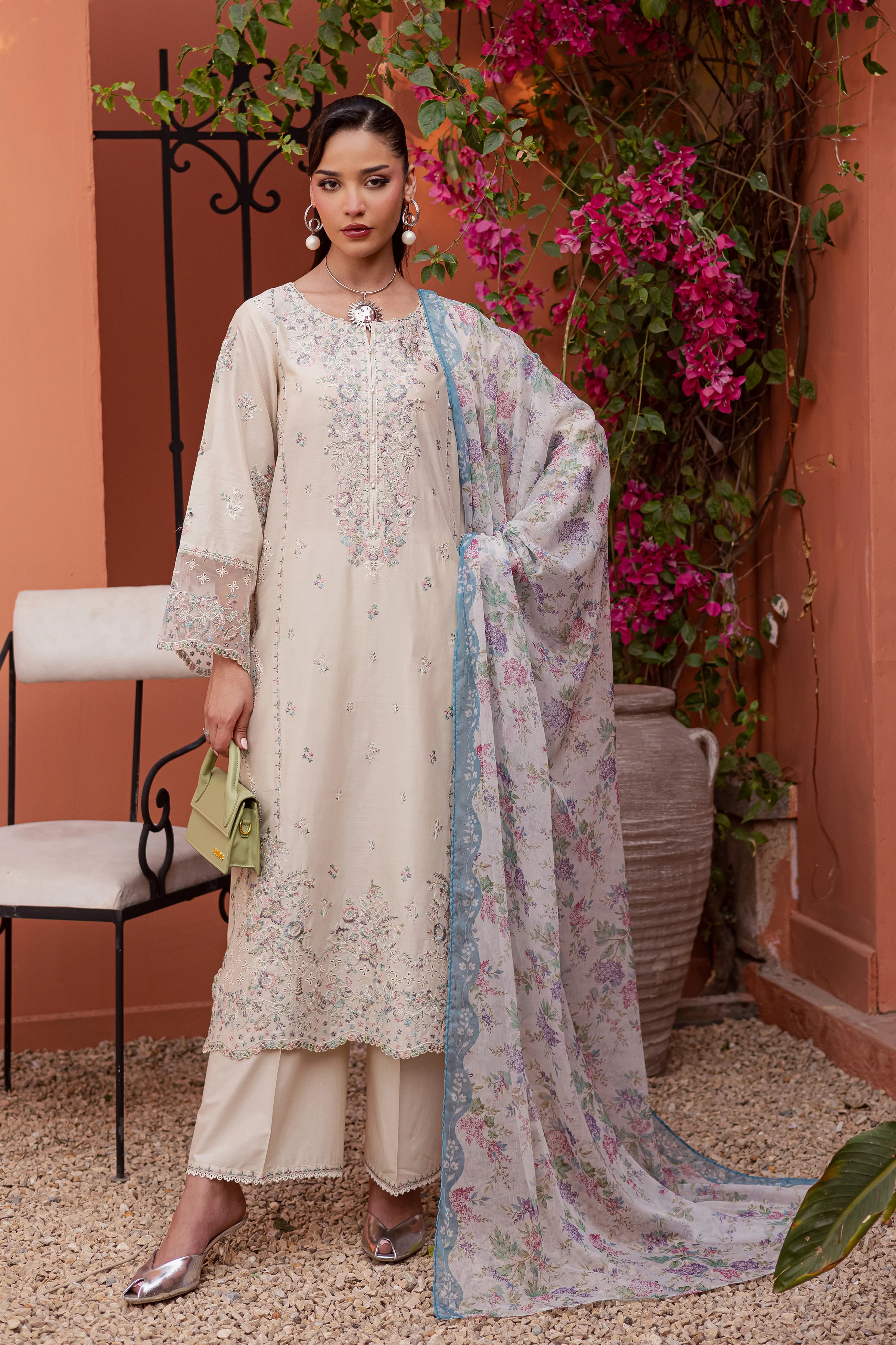 Cyntia 3Pc - Festive Embroidered Lawn - Image 6