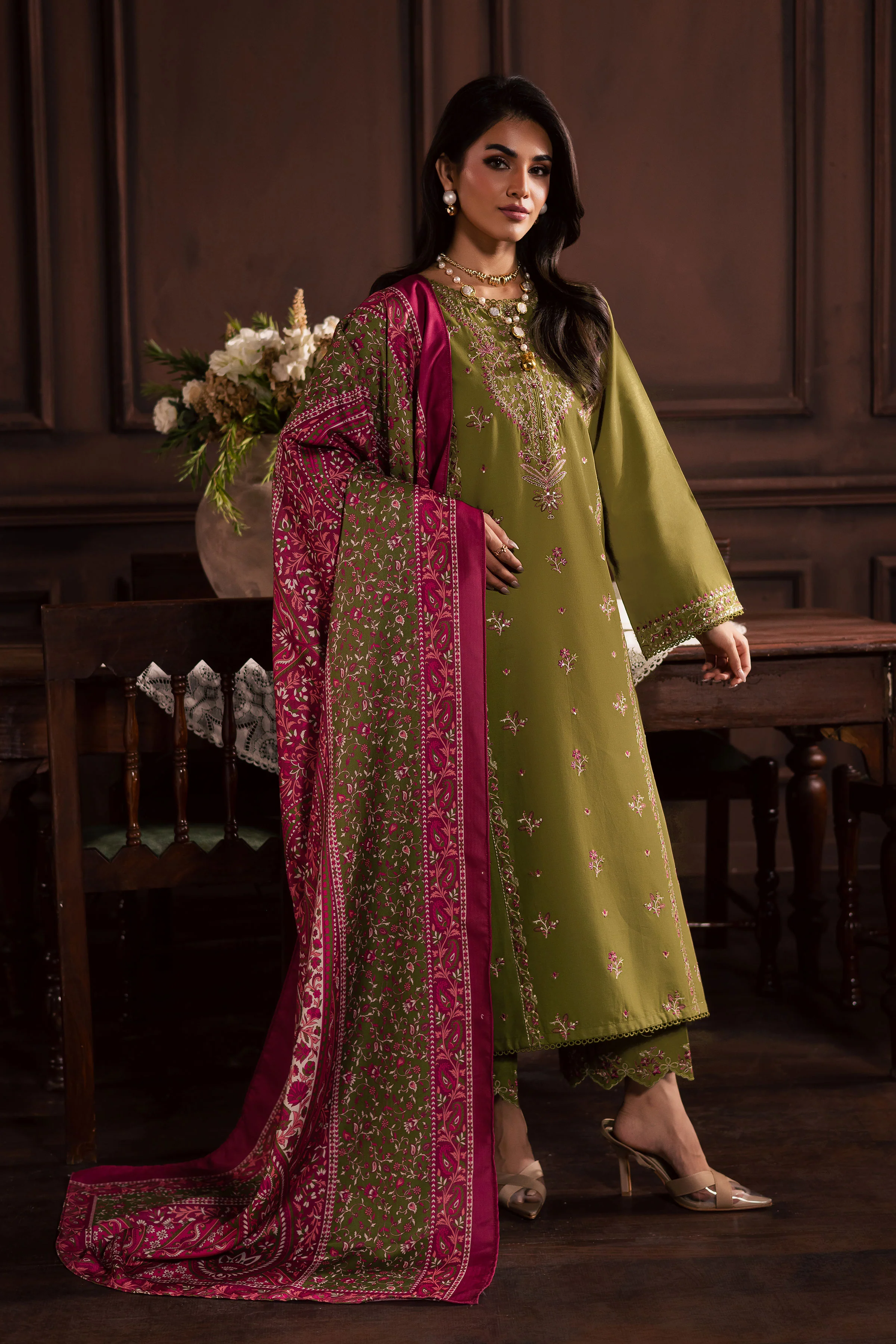 Darla 3Pc - Embroidered Khaddar Dress - Image 3