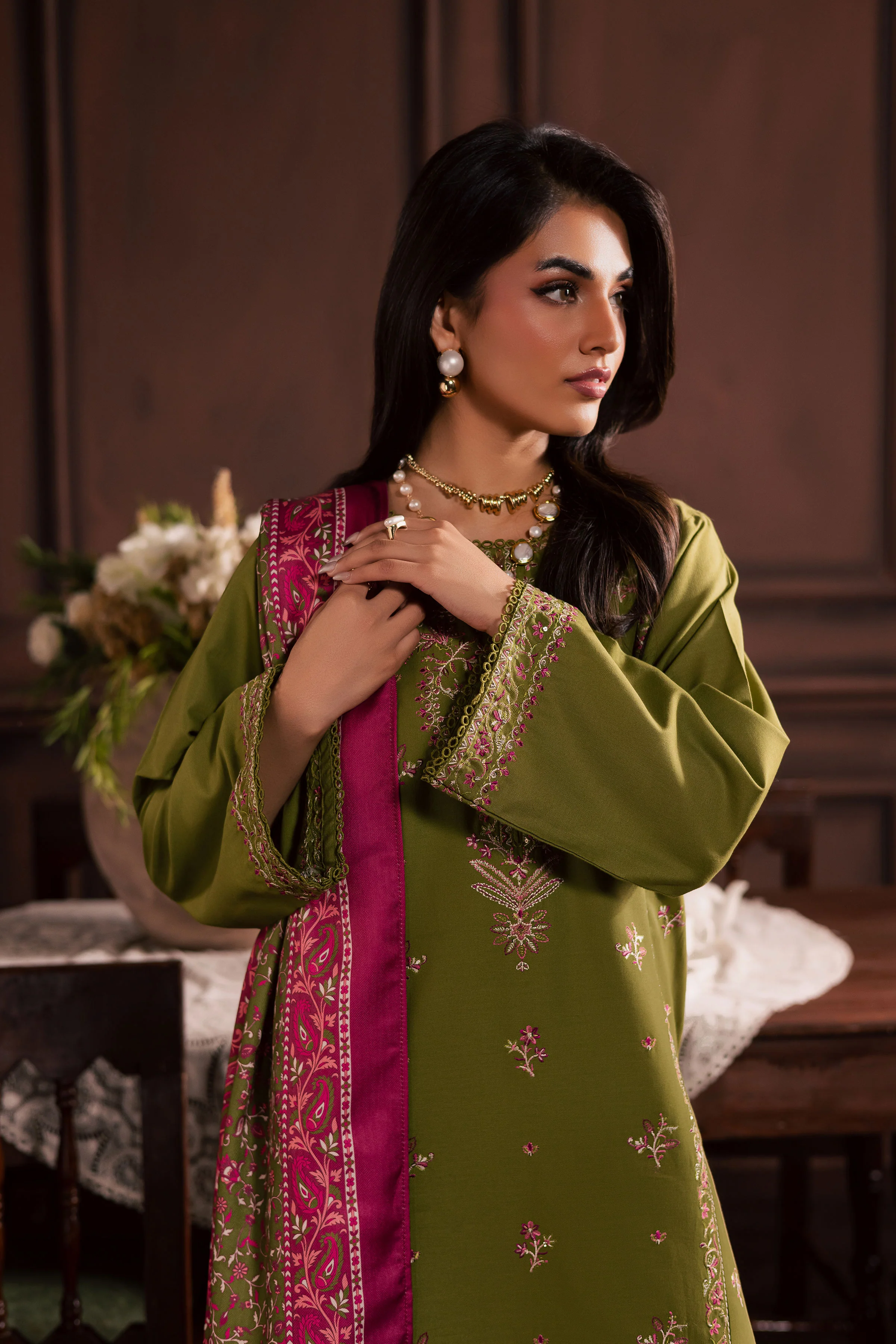 Darla 3Pc - Embroidered Khaddar Dress - Image 4