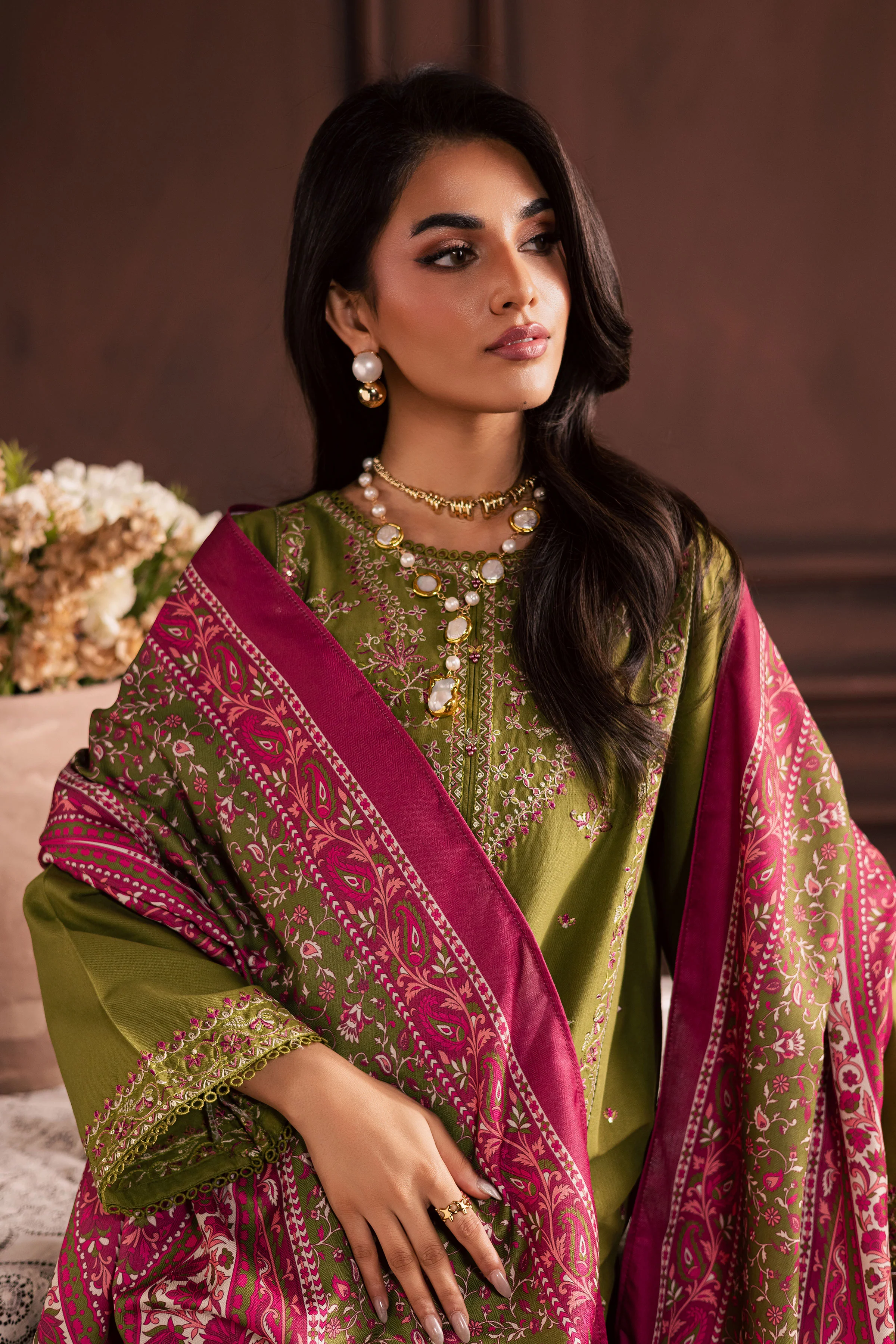 Darla 3Pc - Embroidered Khaddar Dress - Image 5
