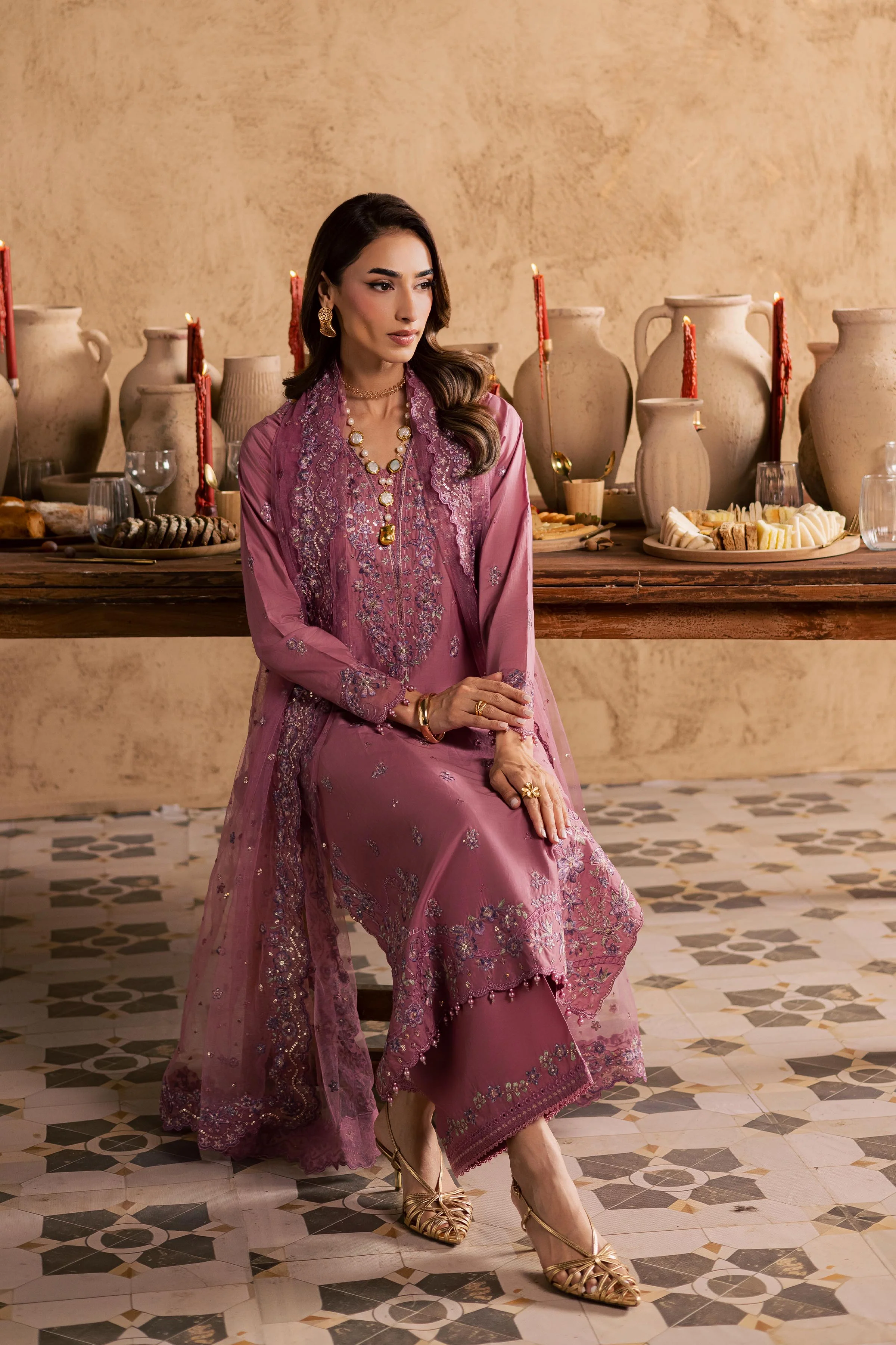 Dhinara 3Pc - Embroidered Festive Pret - Image 3