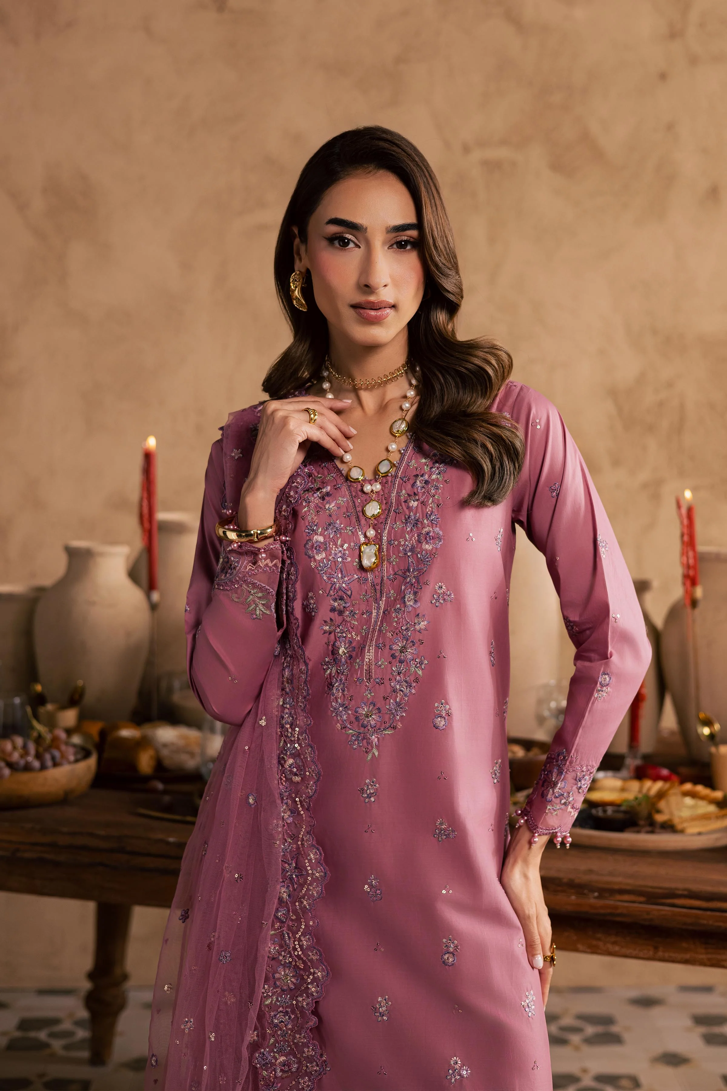 Dhinara 3Pc - Embroidered Festive Pret - Image 9