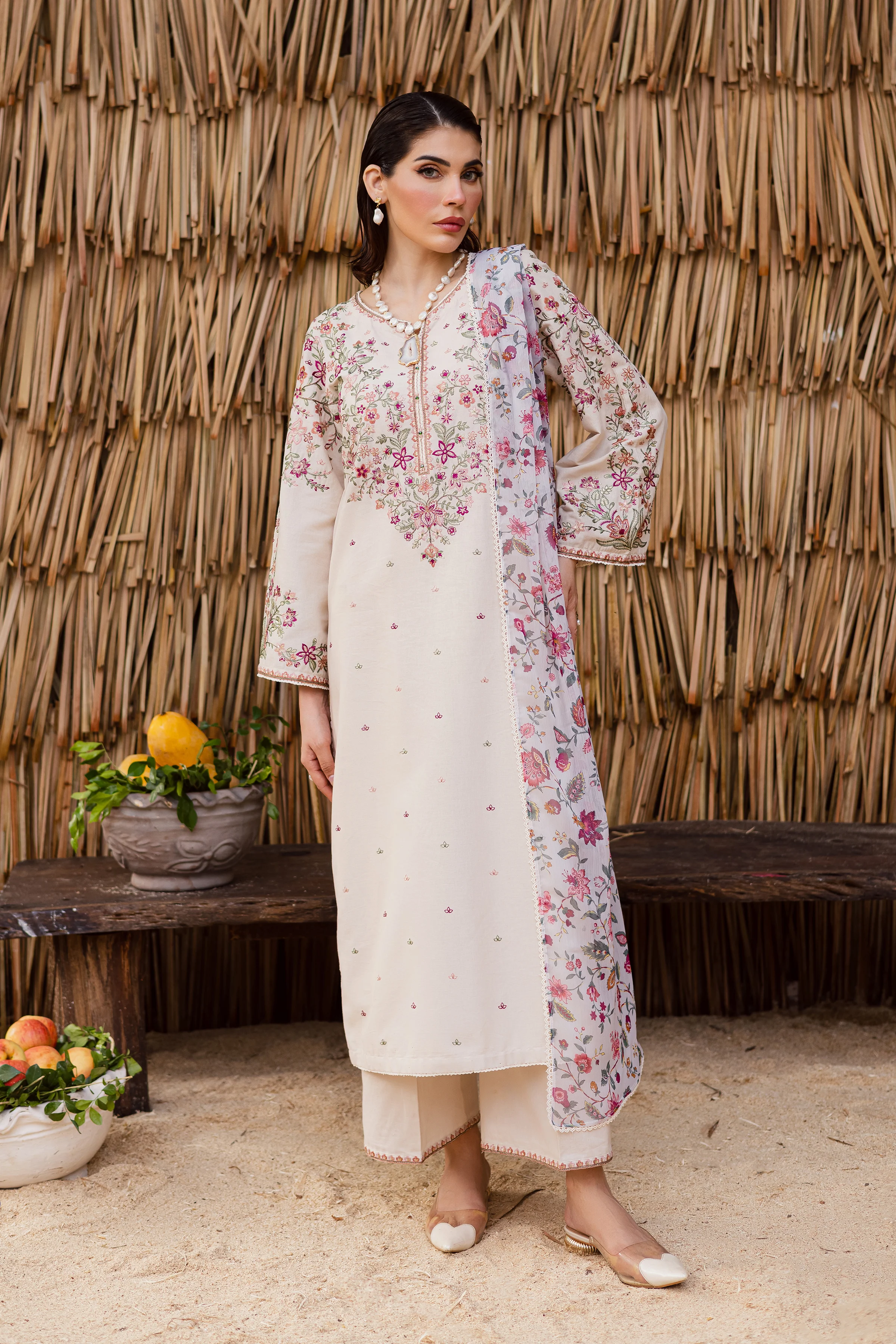 Dream Garden 3Pc - Embroidered Khaddar Dress - Image 5