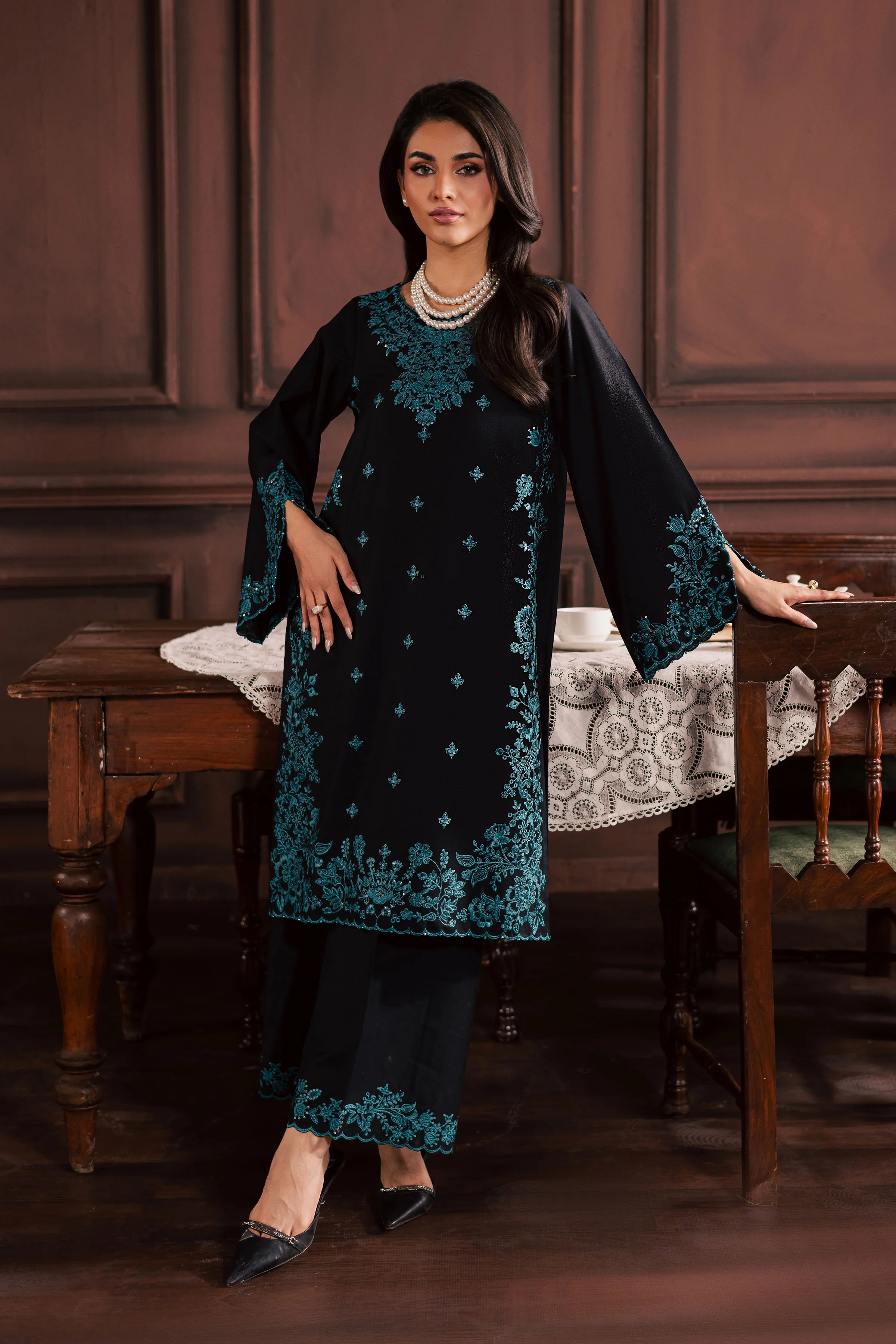 Dreamboat 2Pc - Embroidered Karandi Dress - Image 6