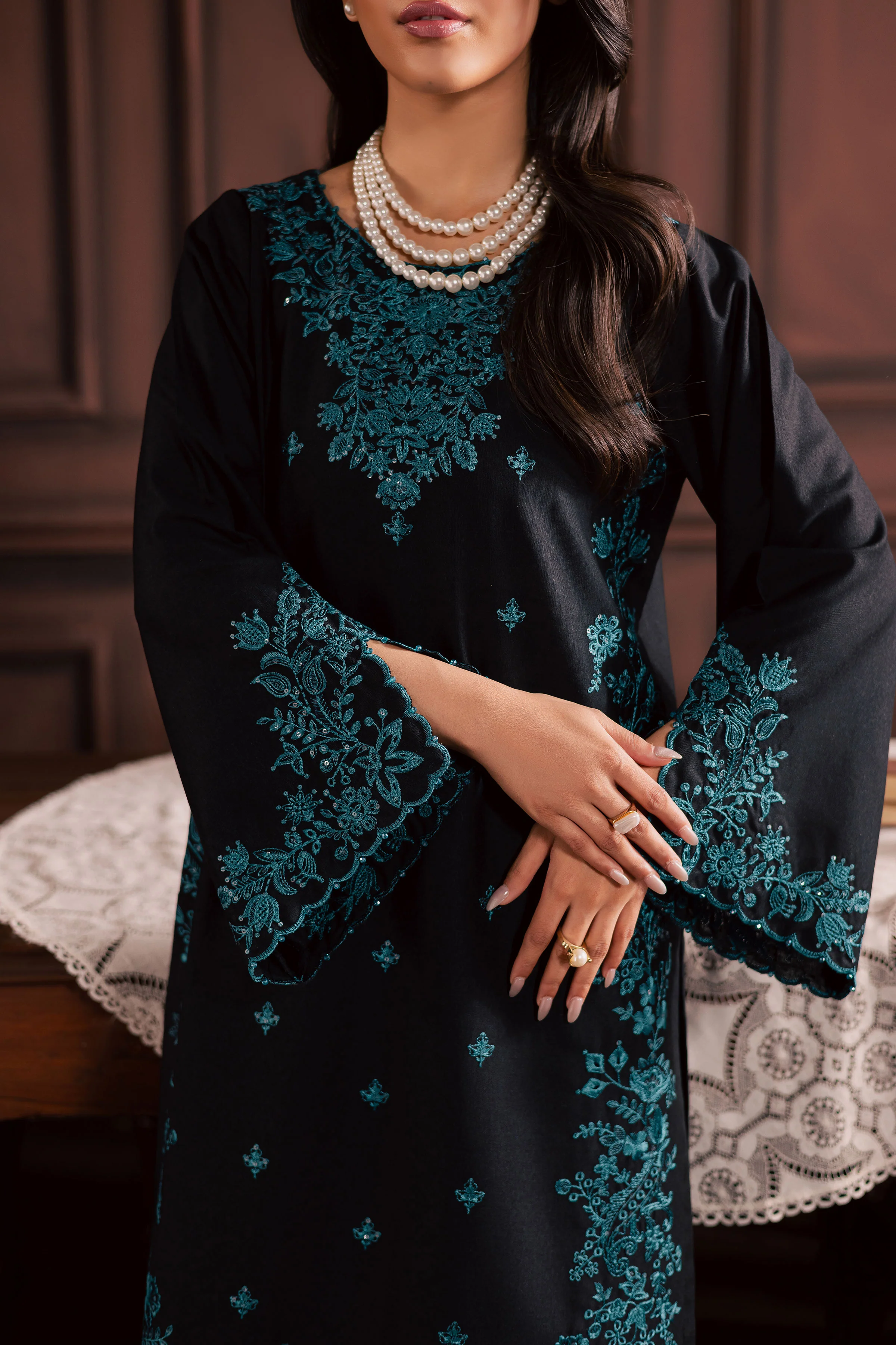 Dreamboat 2Pc - Embroidered Karandi Dress - Image 9