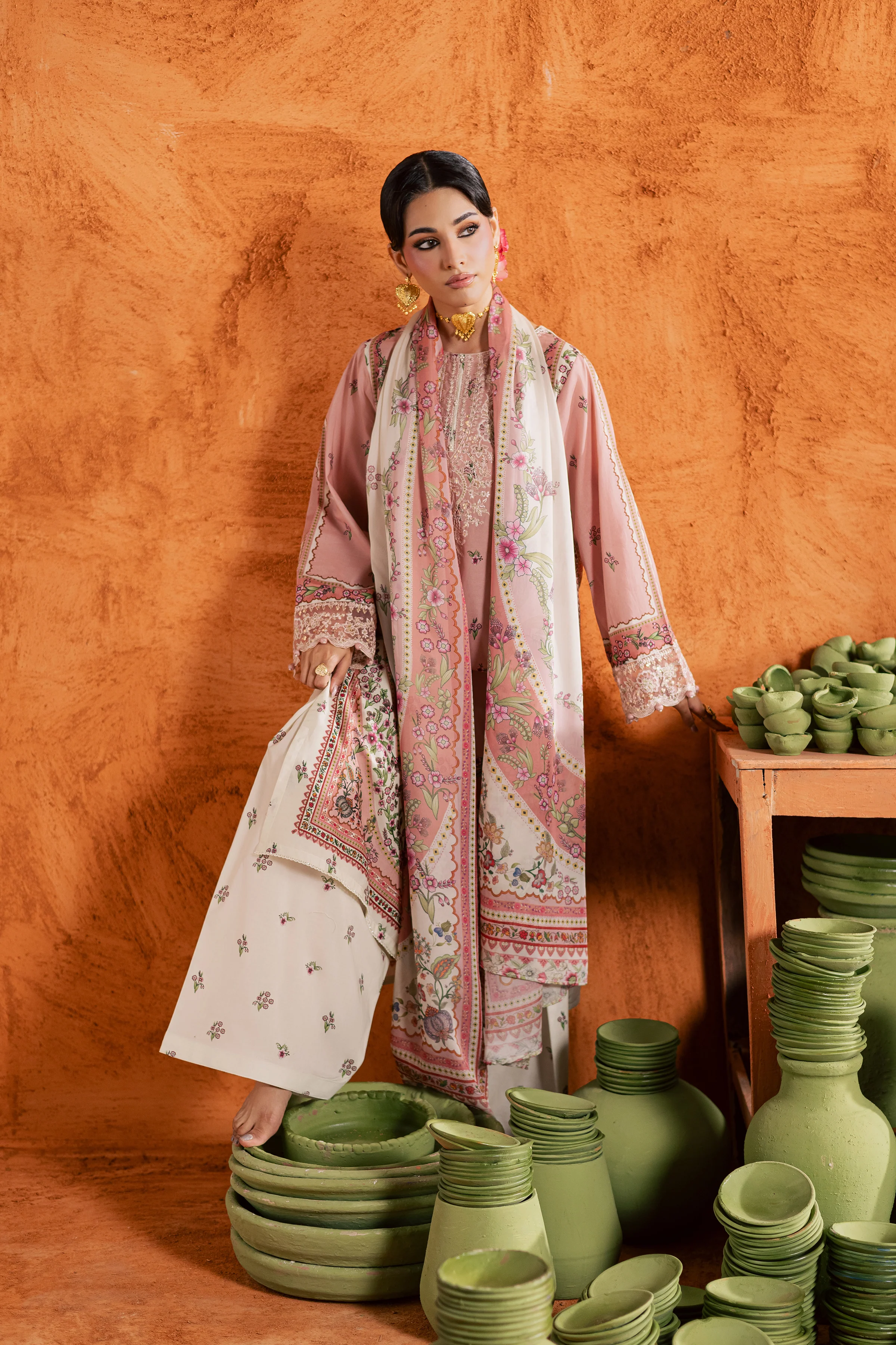 Dusty Plum 3Pc - Printed Lawn Dress - Image 11