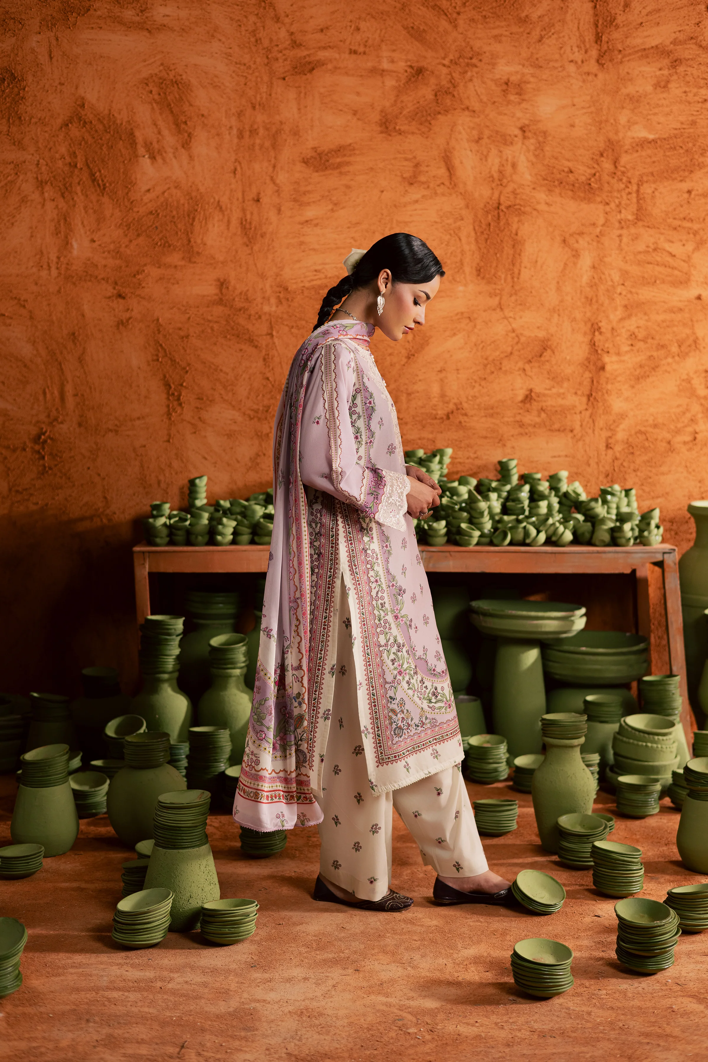 Dusty Plum 3Pc - Printed Lawn Dress - Image 5