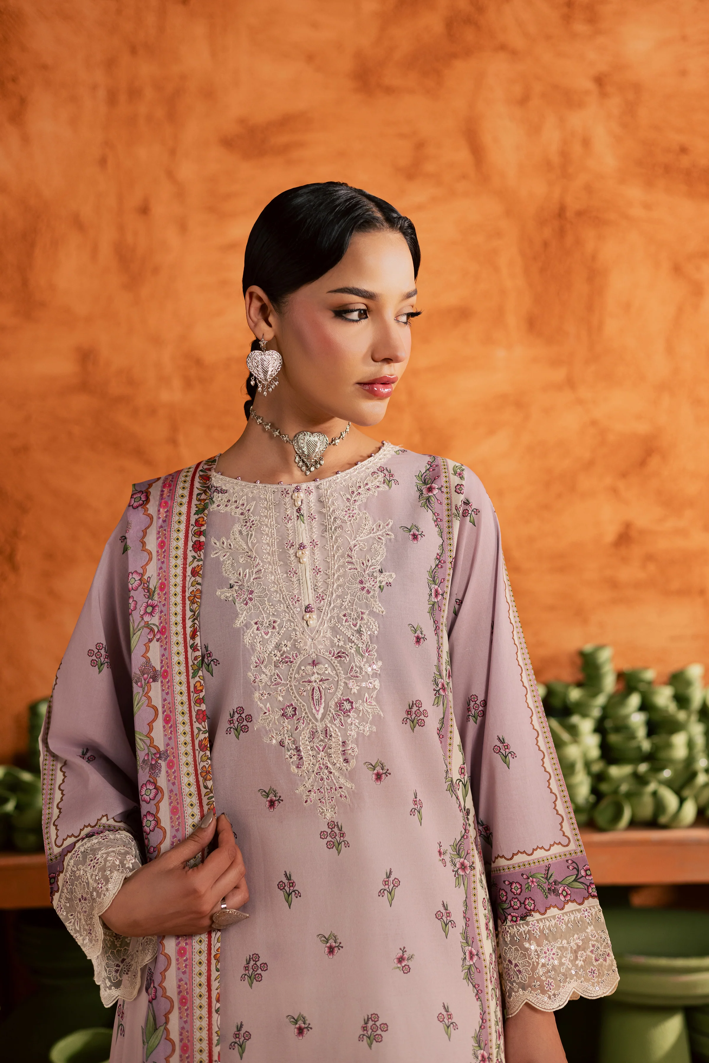 Dusty Plum 3Pc - Printed Lawn Dress - Image 6