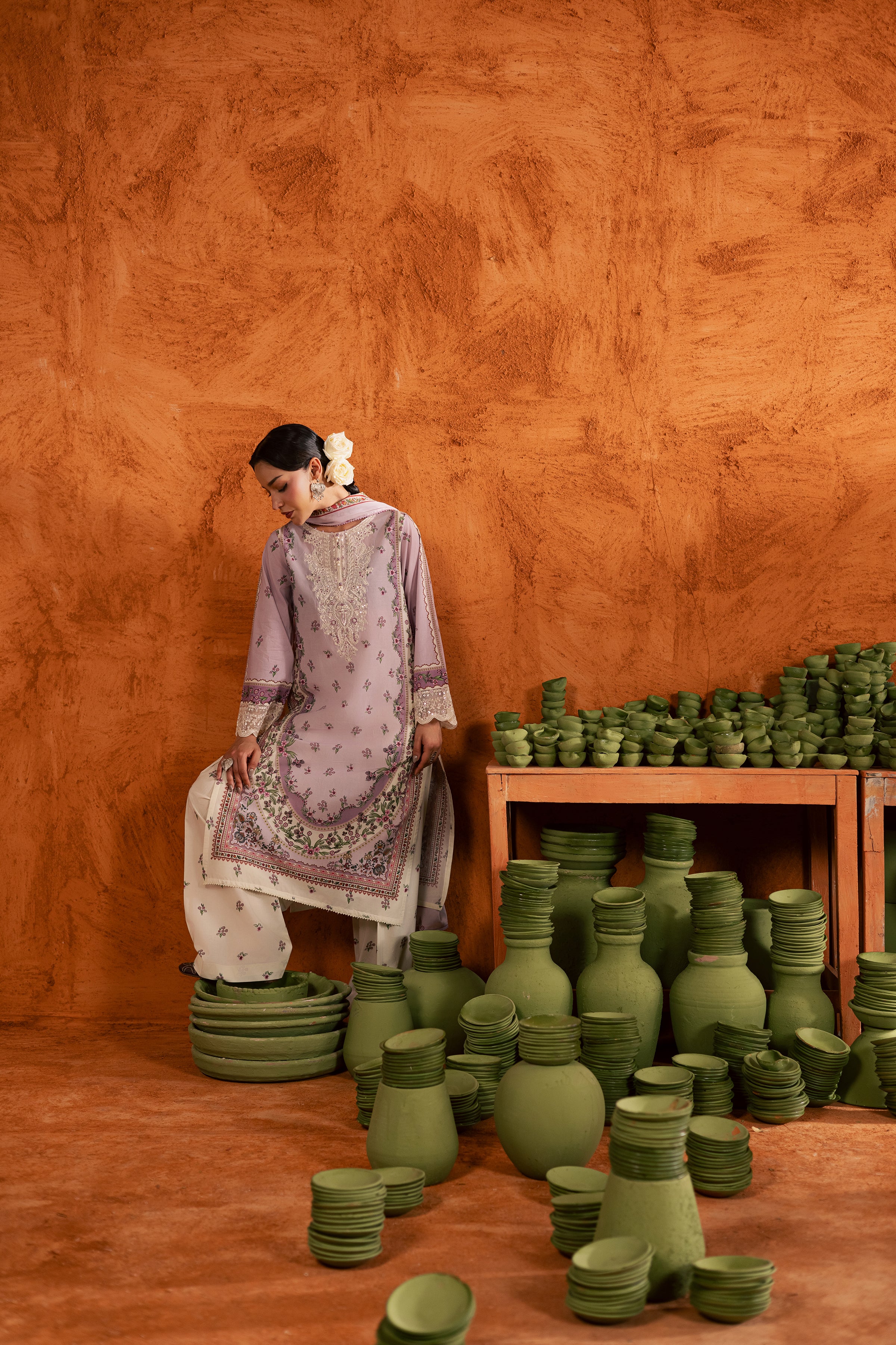 Dusty Plum 3Pc - Printed Lawn Dress - Image 8