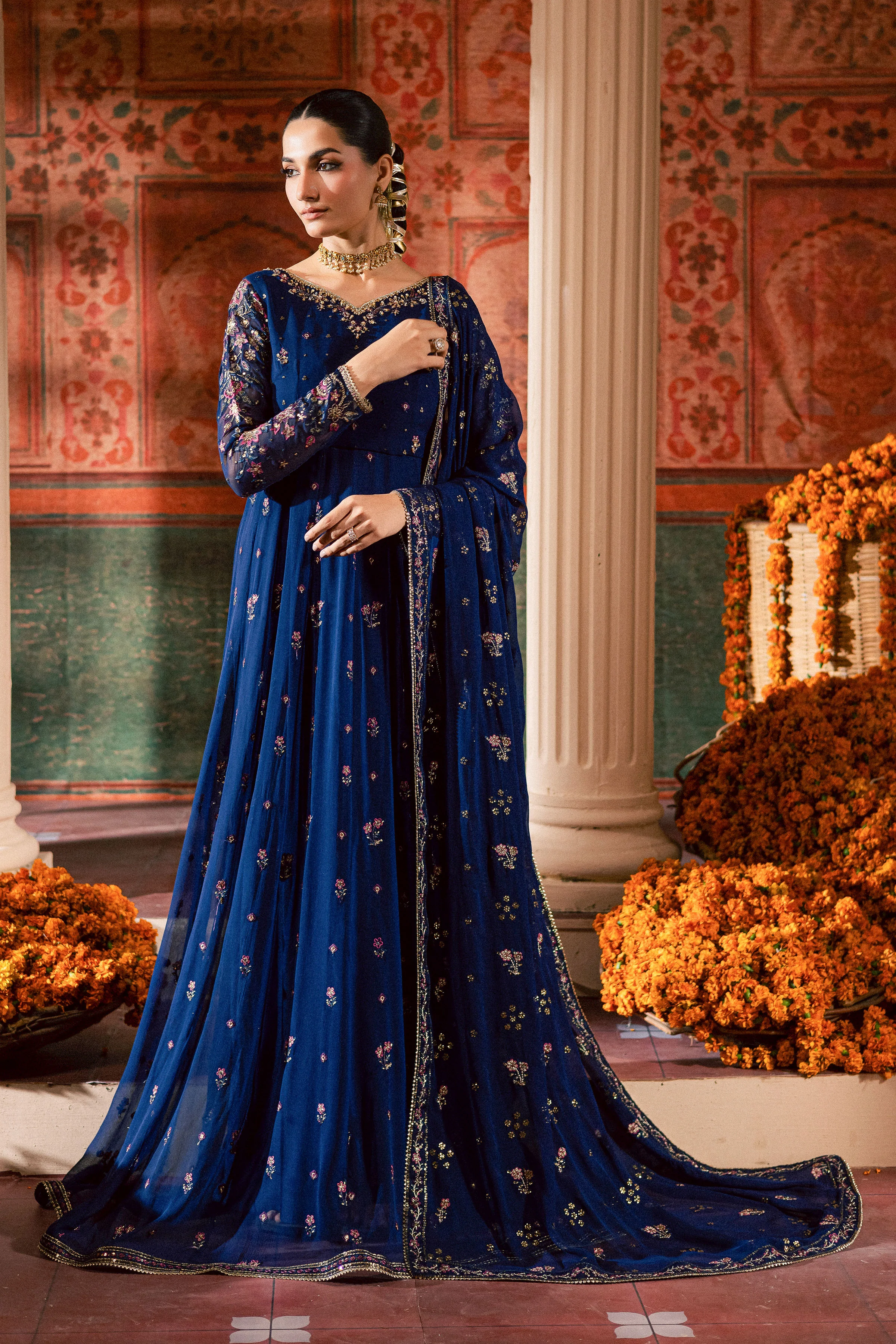 Earliblue 3Pc - Chiffon Wedding Frock - Image 4