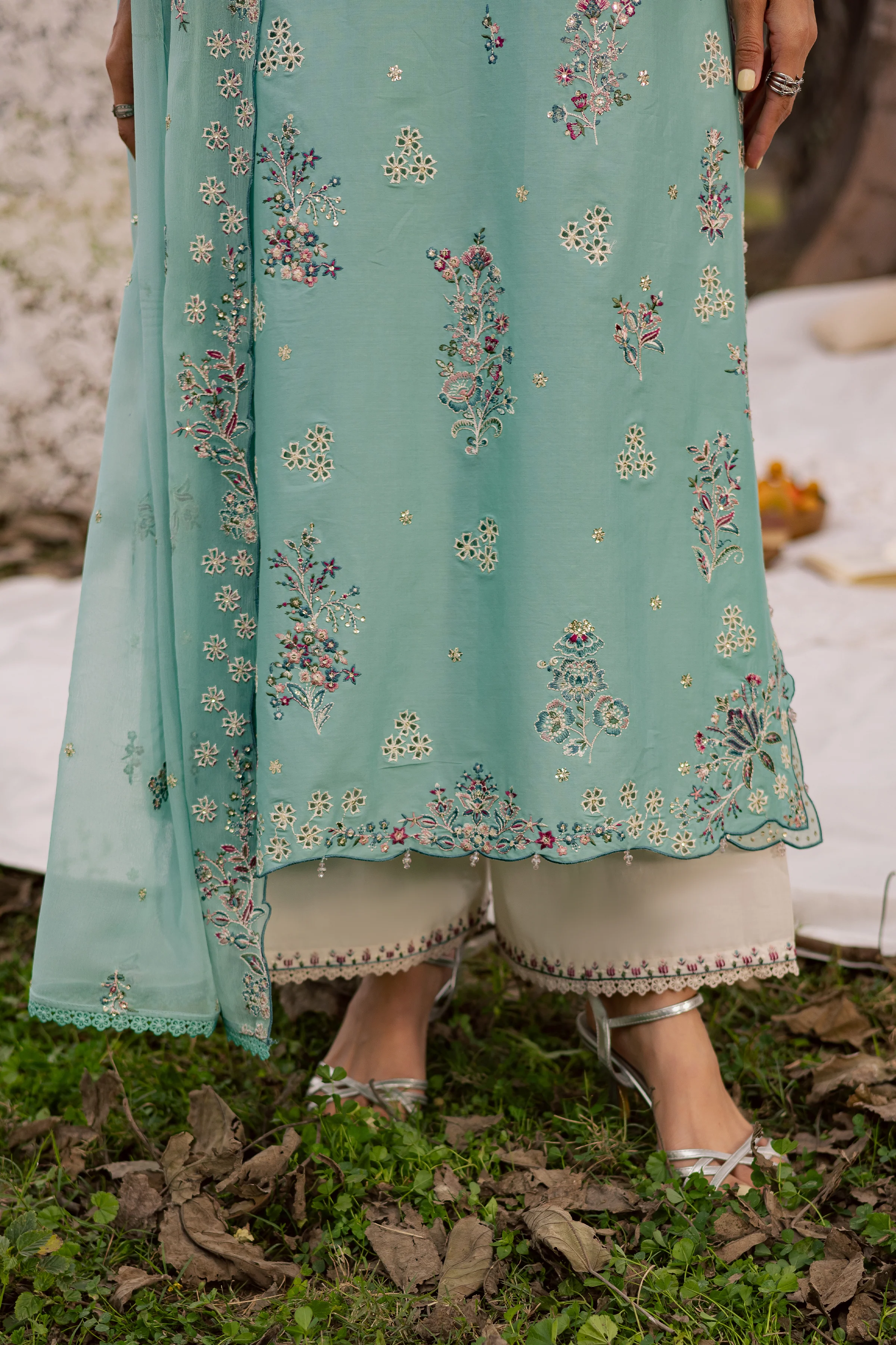 Emerald Toska 3Pc - Festive Embroidered Lawn - Image 7