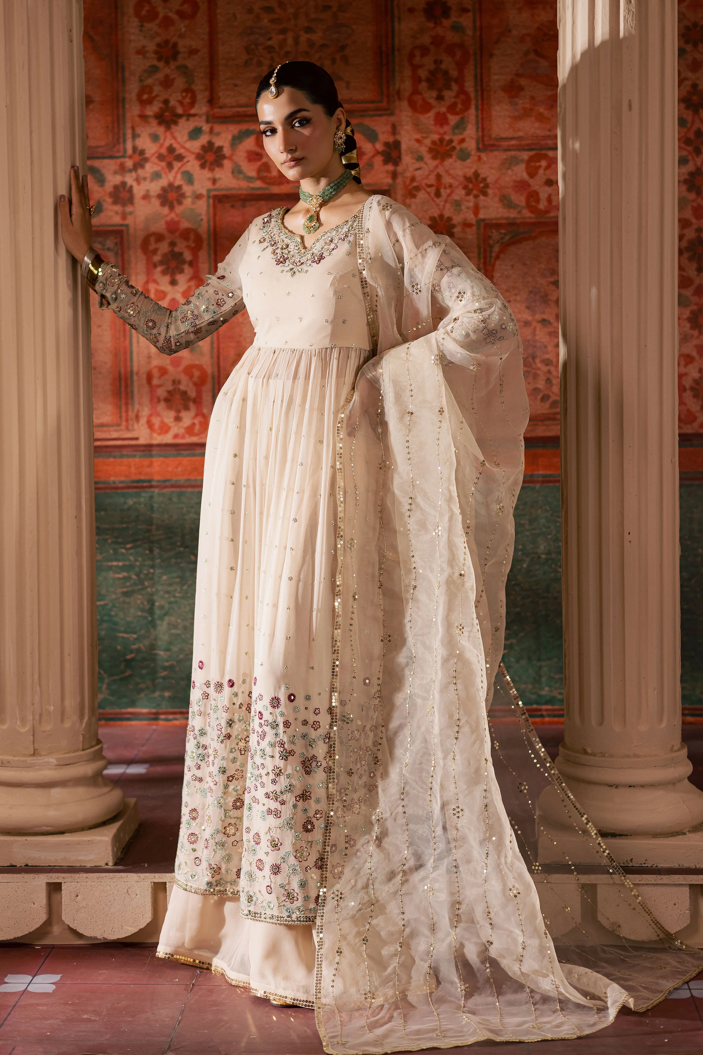 Fiona Lux 3Pc - Chiffon Wedding Frock - Image 11