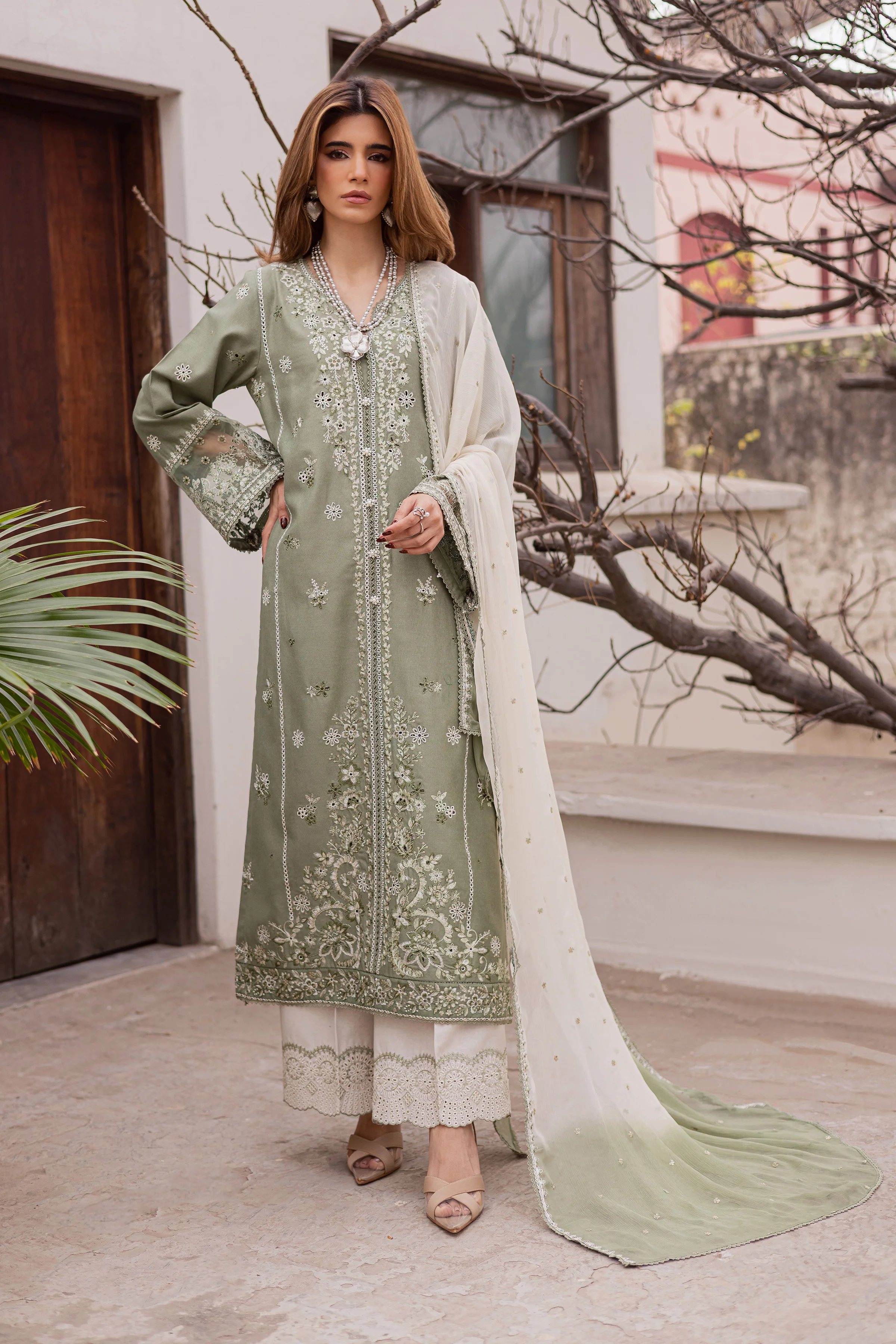Grass Hopper 3Pc - Embroidered Festive Pret
