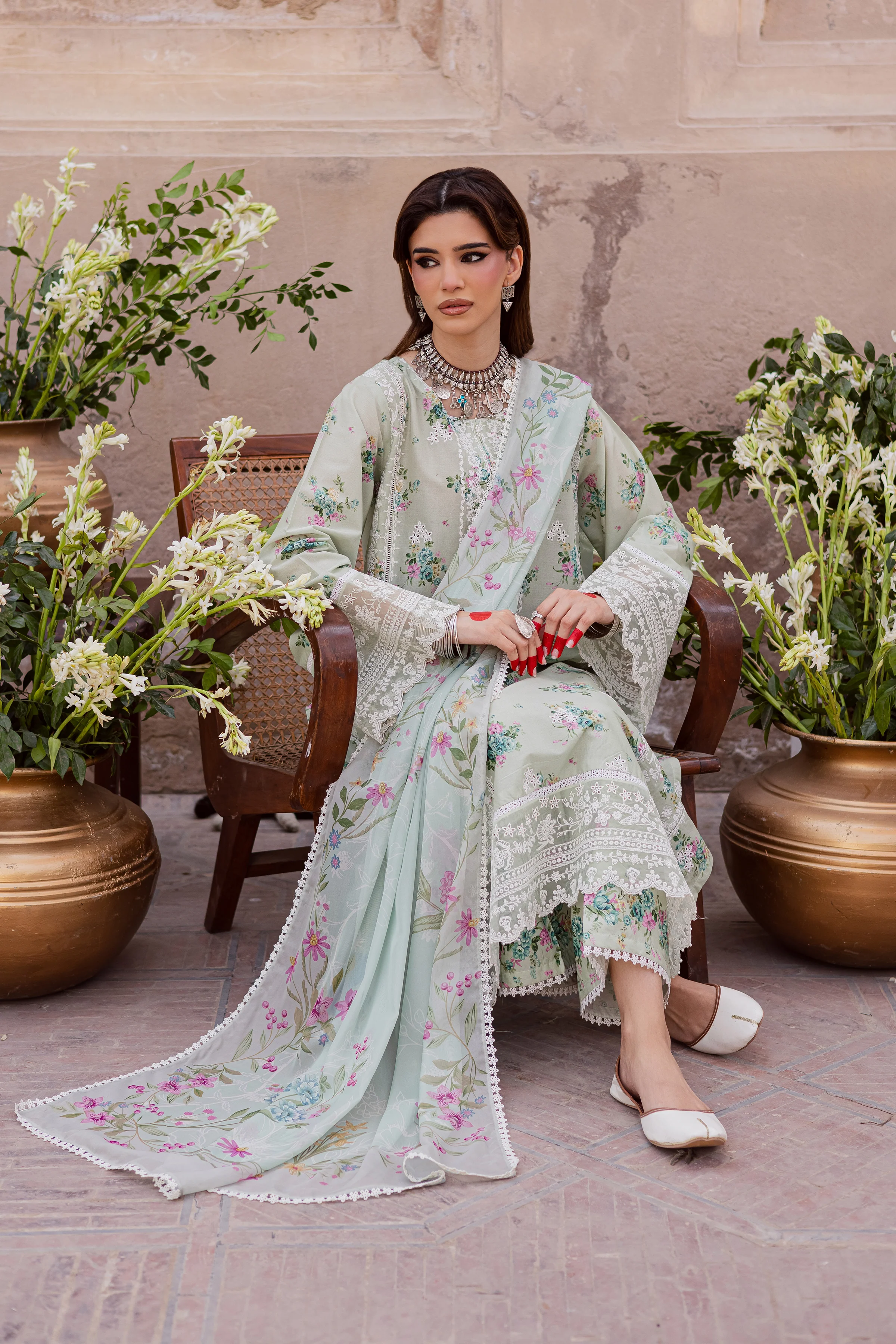 Green Pie 3Pc - Festive Eid Prints - Image 3