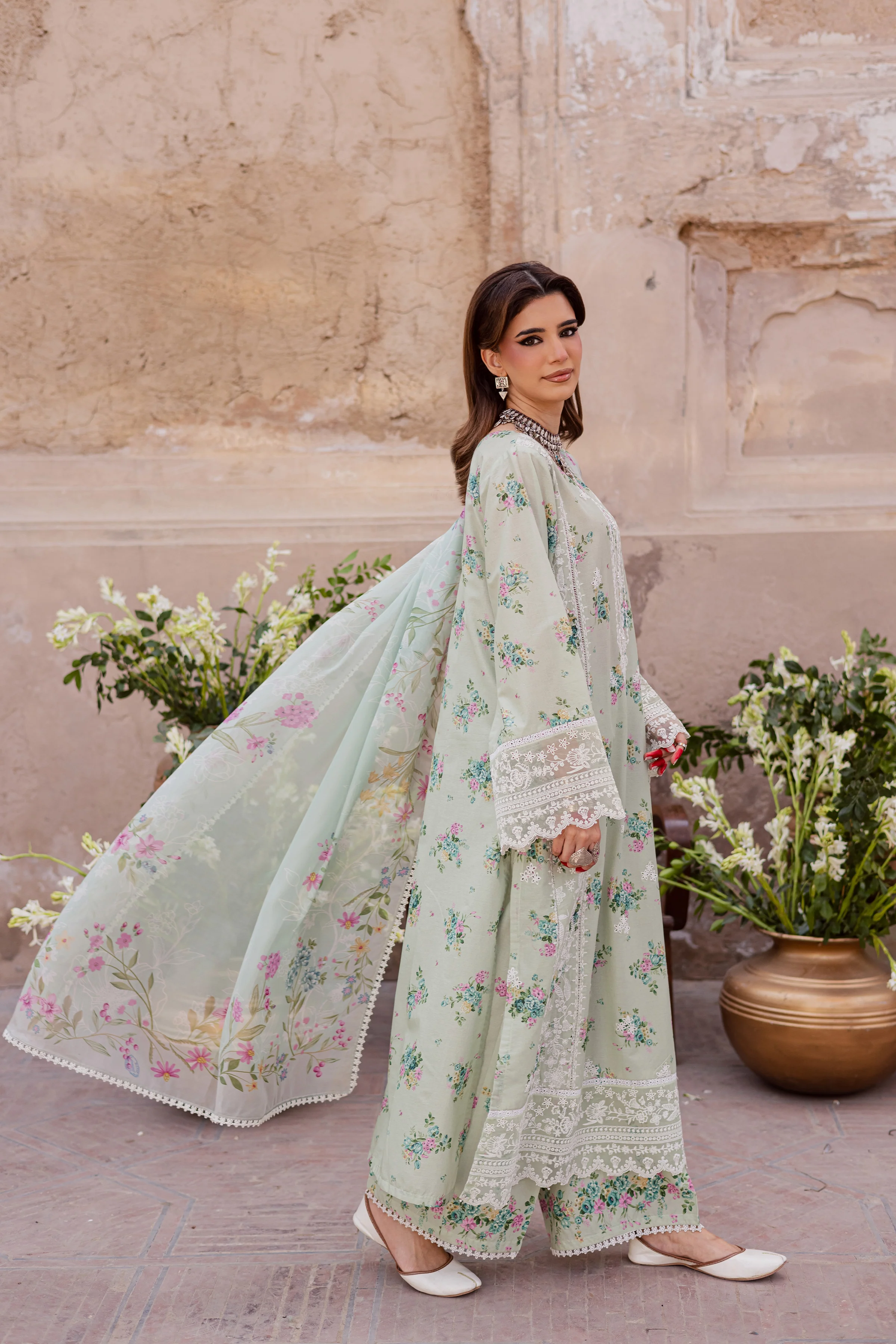 Green Pie 3Pc - Festive Eid Prints - Image 4
