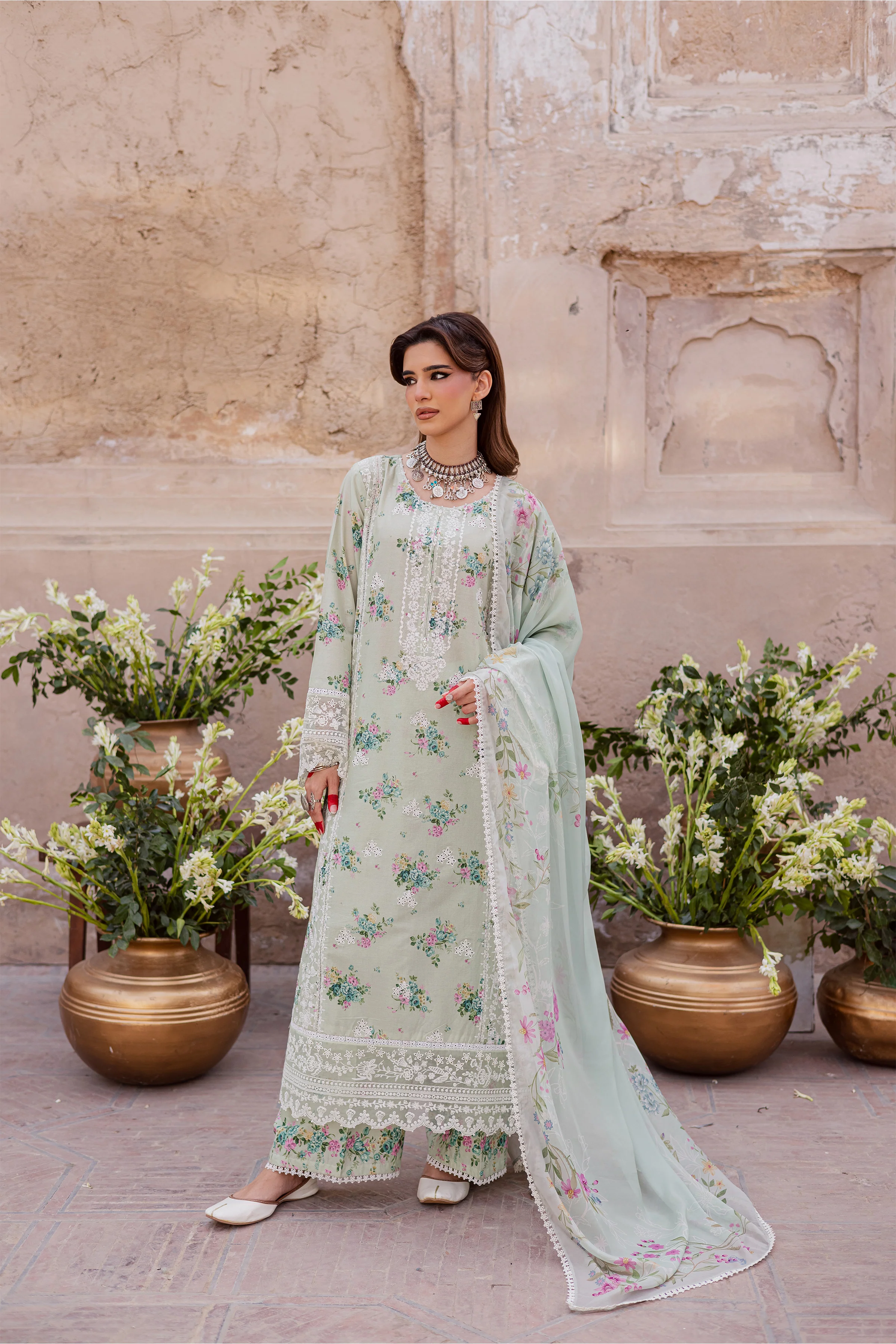 Green Pie 3Pc - Festive Eid Prints - Image 5