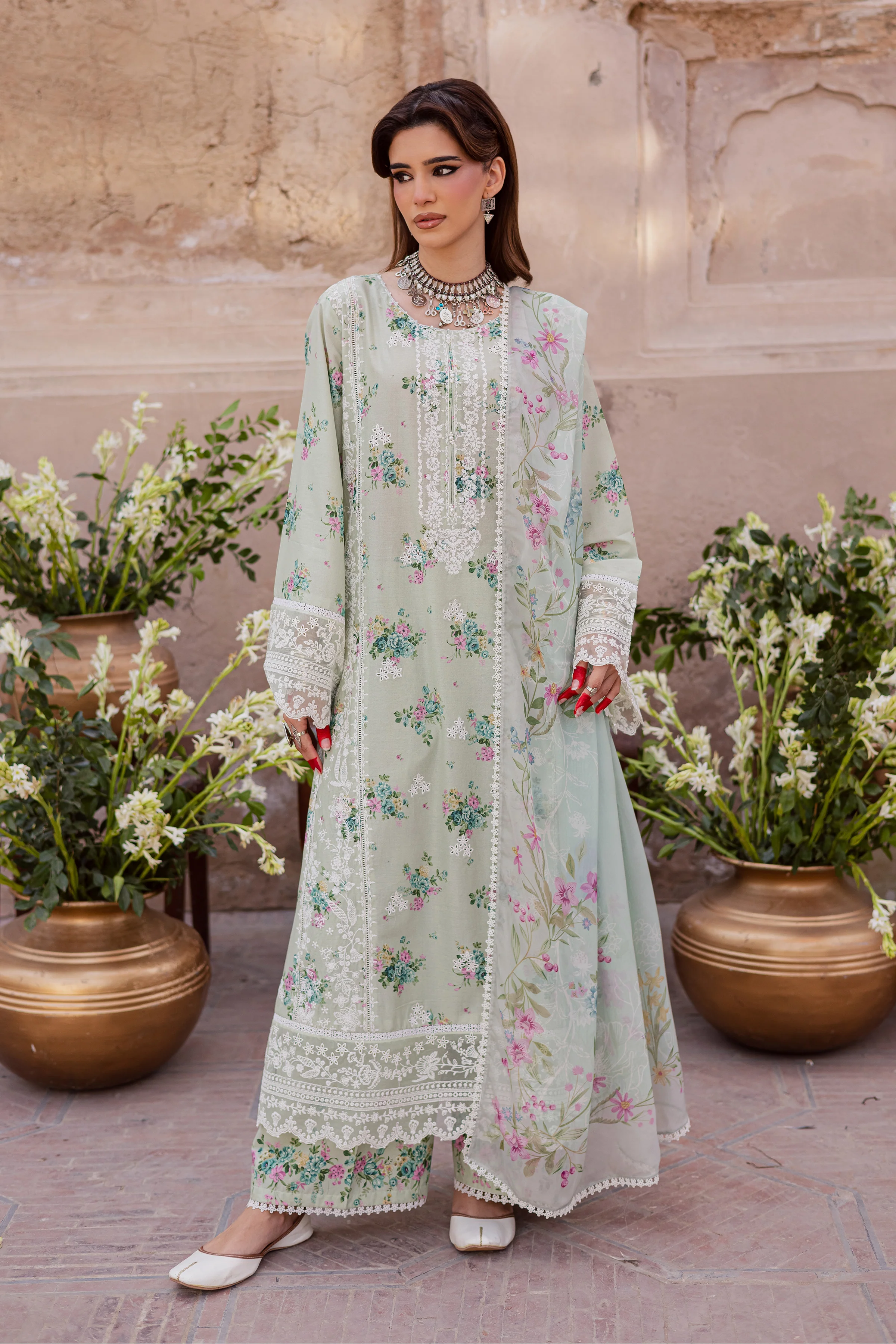 Green Pie 3Pc - Festive Eid Prints - Image 8